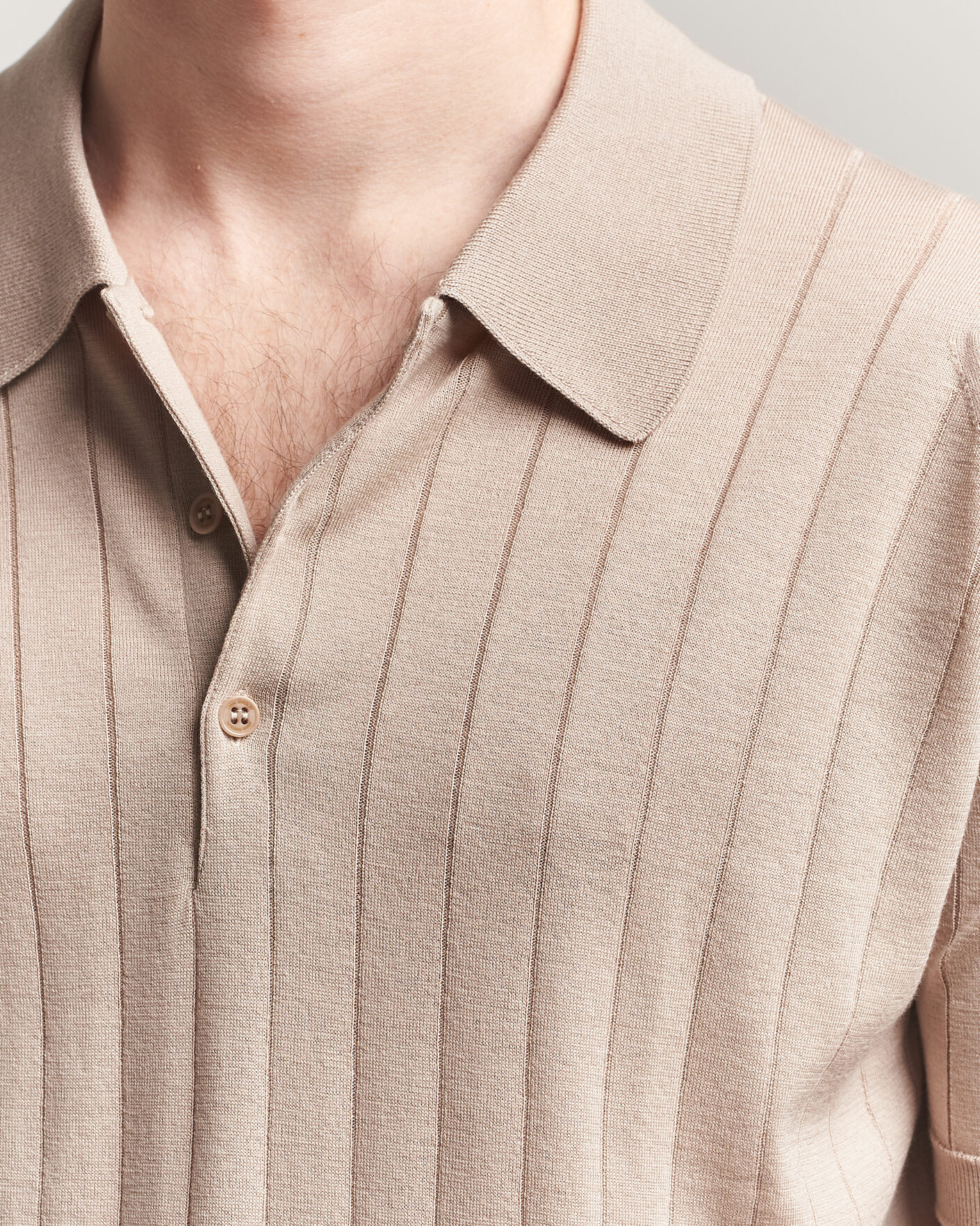 Heren | Polo's | John Smedley | Williams Merino/Cotton Knitted Polo Oat