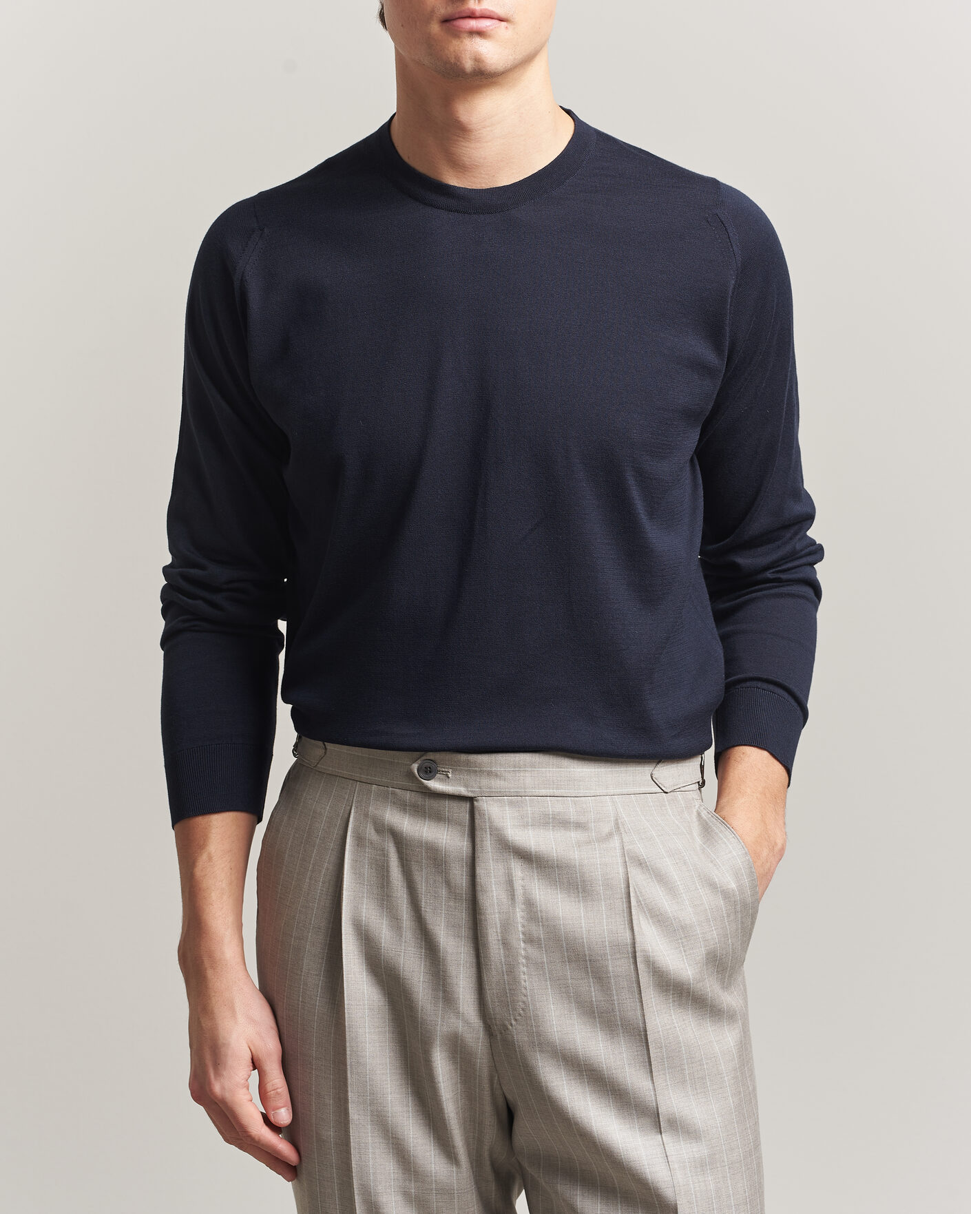 Heren | Truien | John Smedley | Rowland Sea Island Crew Neck Pullover Navy