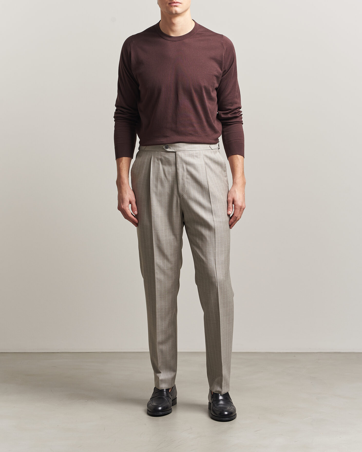 Heren | Truien | John Smedley | Rowland Sea Island Crew Neck Pullover Raisin Brown