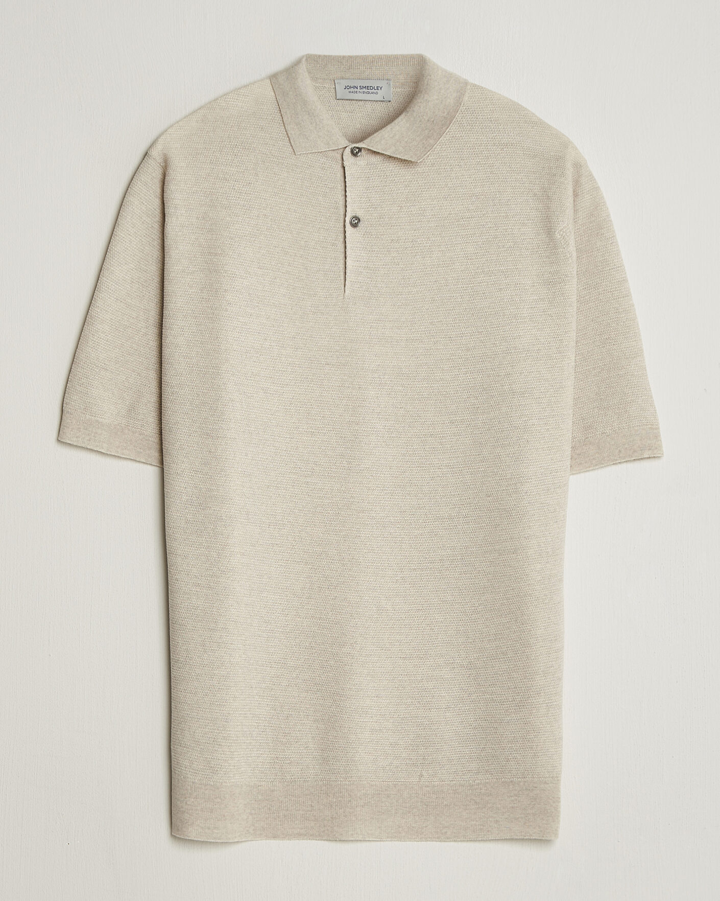 Heren | Polo's | John Smedley | 14 Singular Knitted Textured Polo Grey Fleece