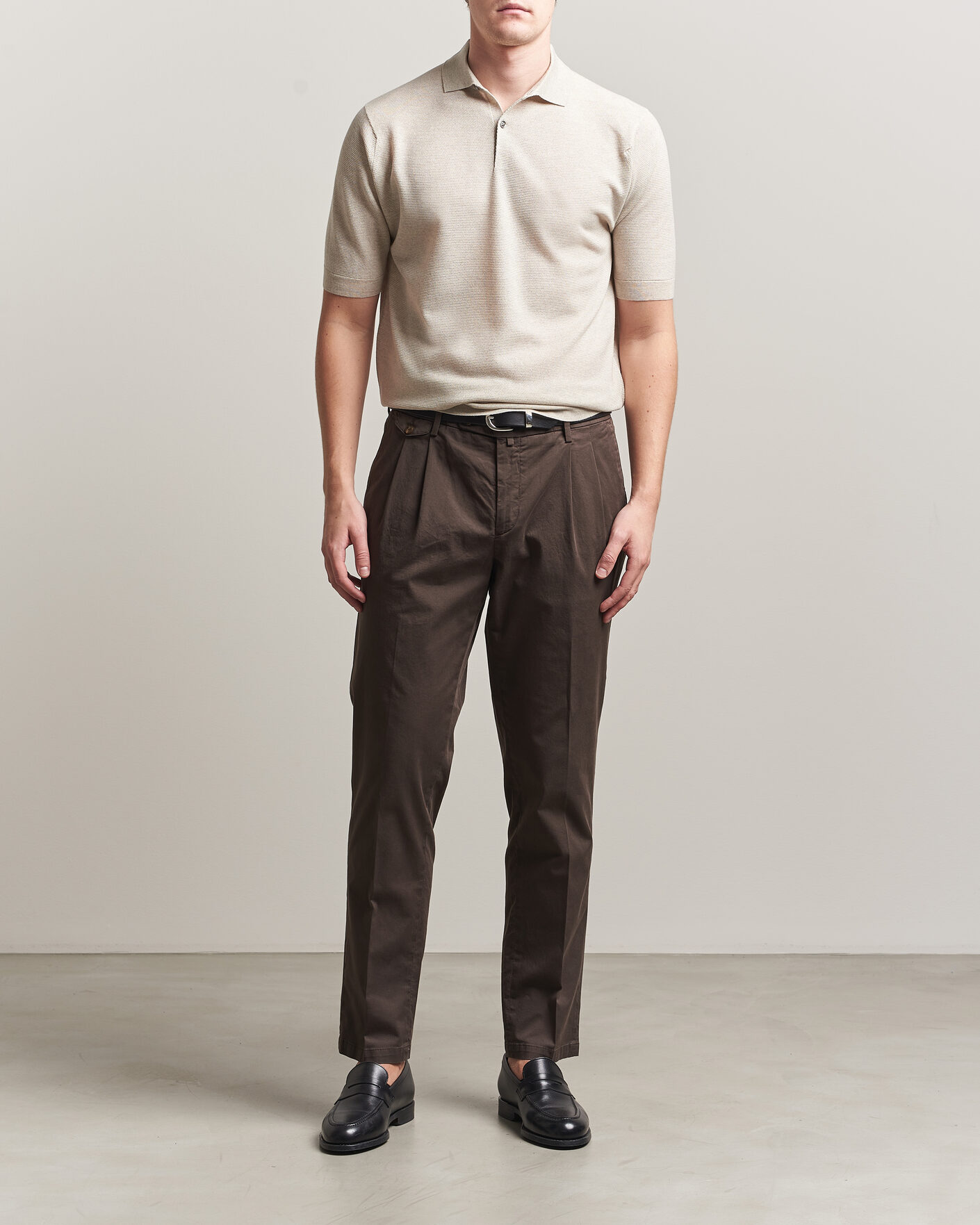 Heren | Polo's | John Smedley | 14 Singular Knitted Textured Polo Grey Fleece