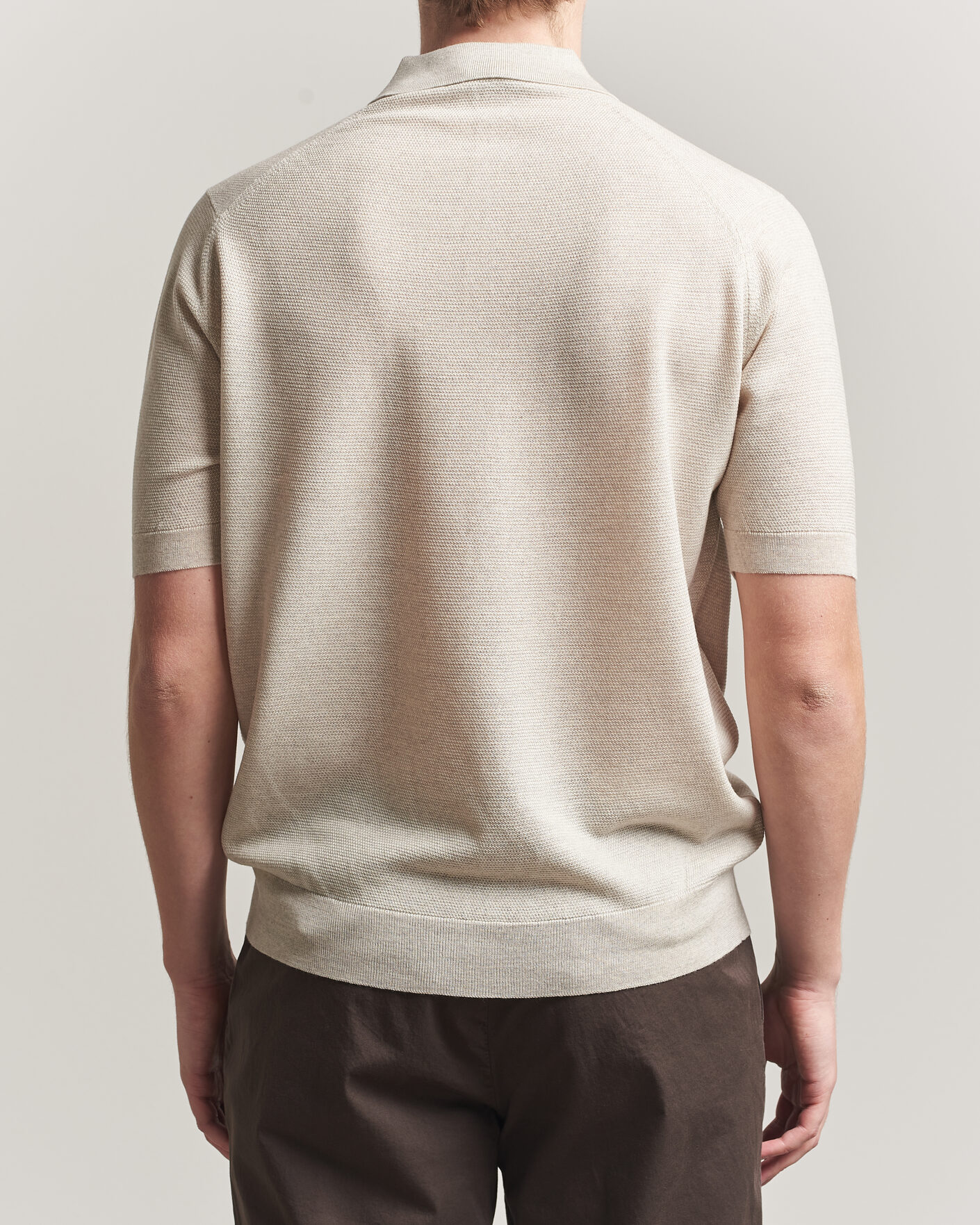 Heren | Polo's | John Smedley | 14 Singular Knitted Textured Polo Grey Fleece