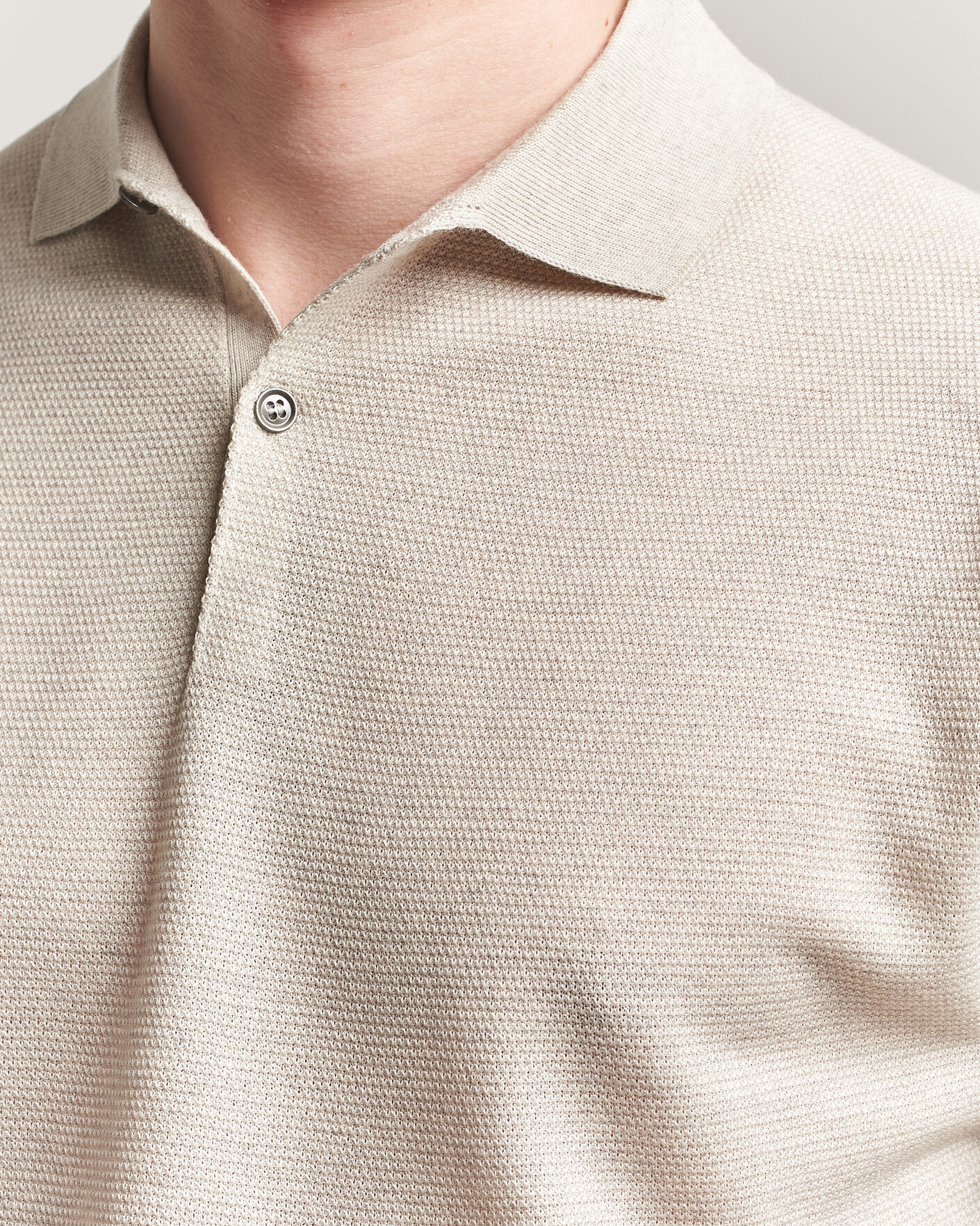 Heren | Polo's | John Smedley | 14 Singular Knitted Textured Polo Grey Fleece