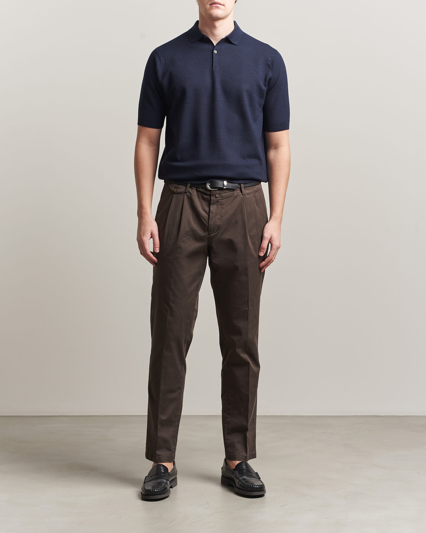 Heren | Polo's | John Smedley | 14 Singular Knitted Textured Polo Midnight