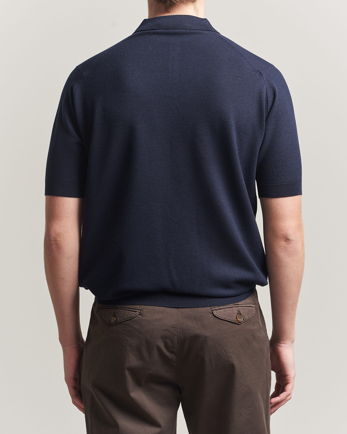Heren | Polo's | John Smedley | 14 Singular Knitted Textured Polo Midnight