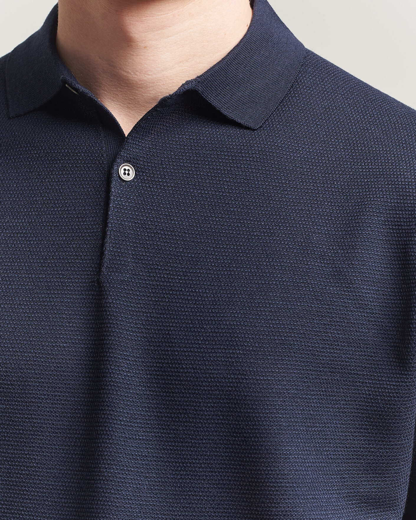 Heren | Polo's | John Smedley | 14 Singular Knitted Textured Polo Midnight