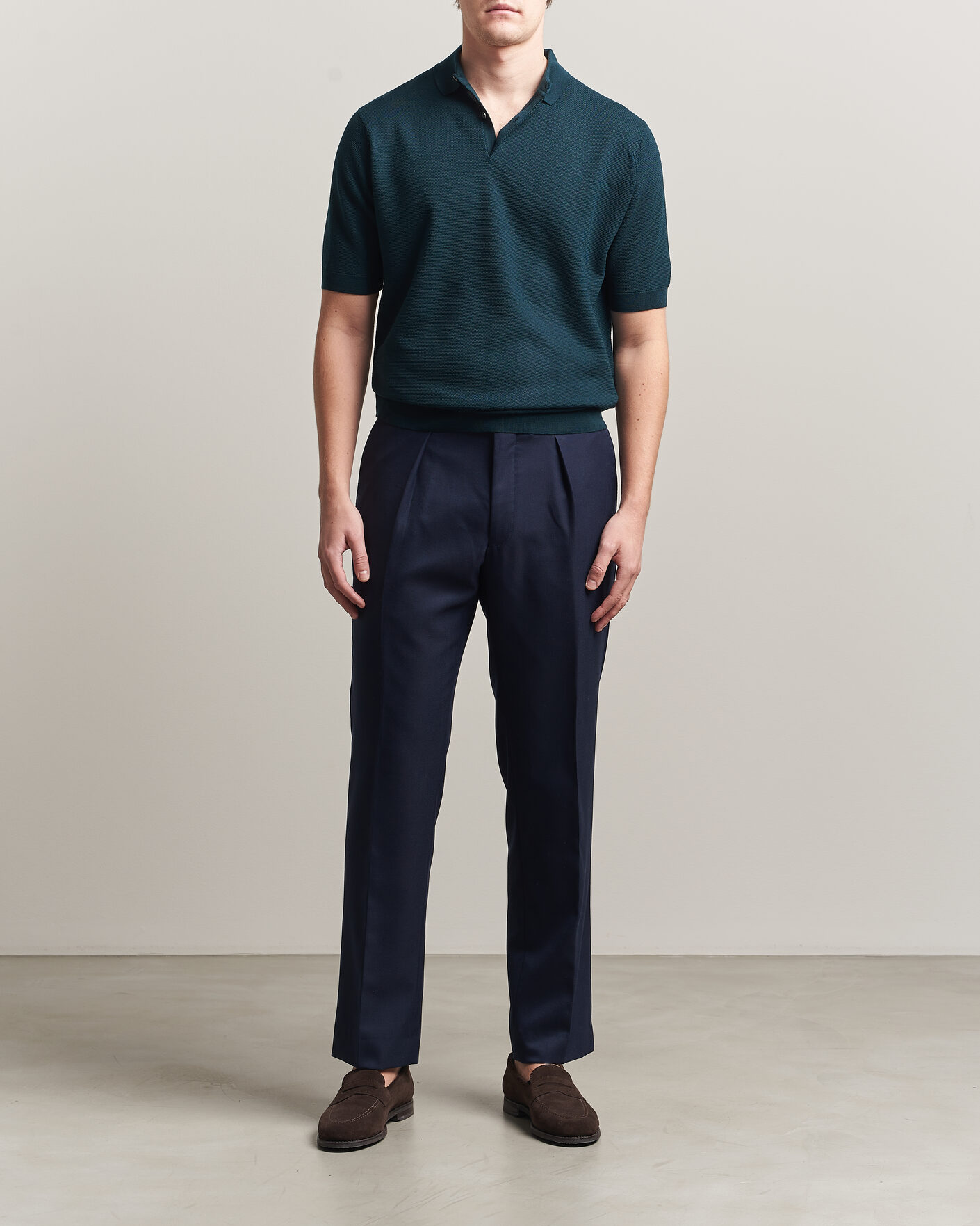Heren | Polo's | John Smedley | 14 Singular Knitted Textured Polo Richardson Green