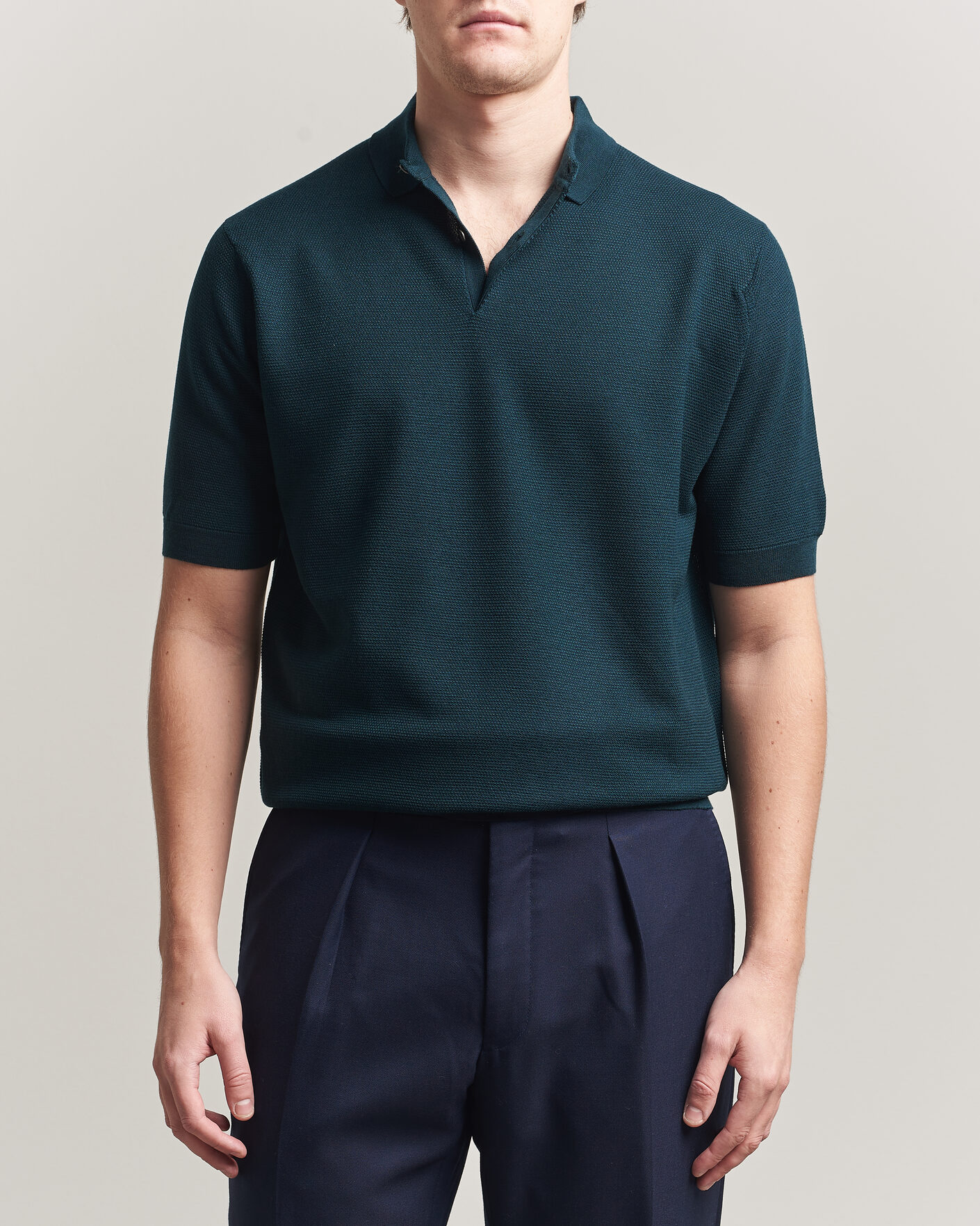 Heren | Polo's | John Smedley | 14 Singular Knitted Textured Polo Richardson Green