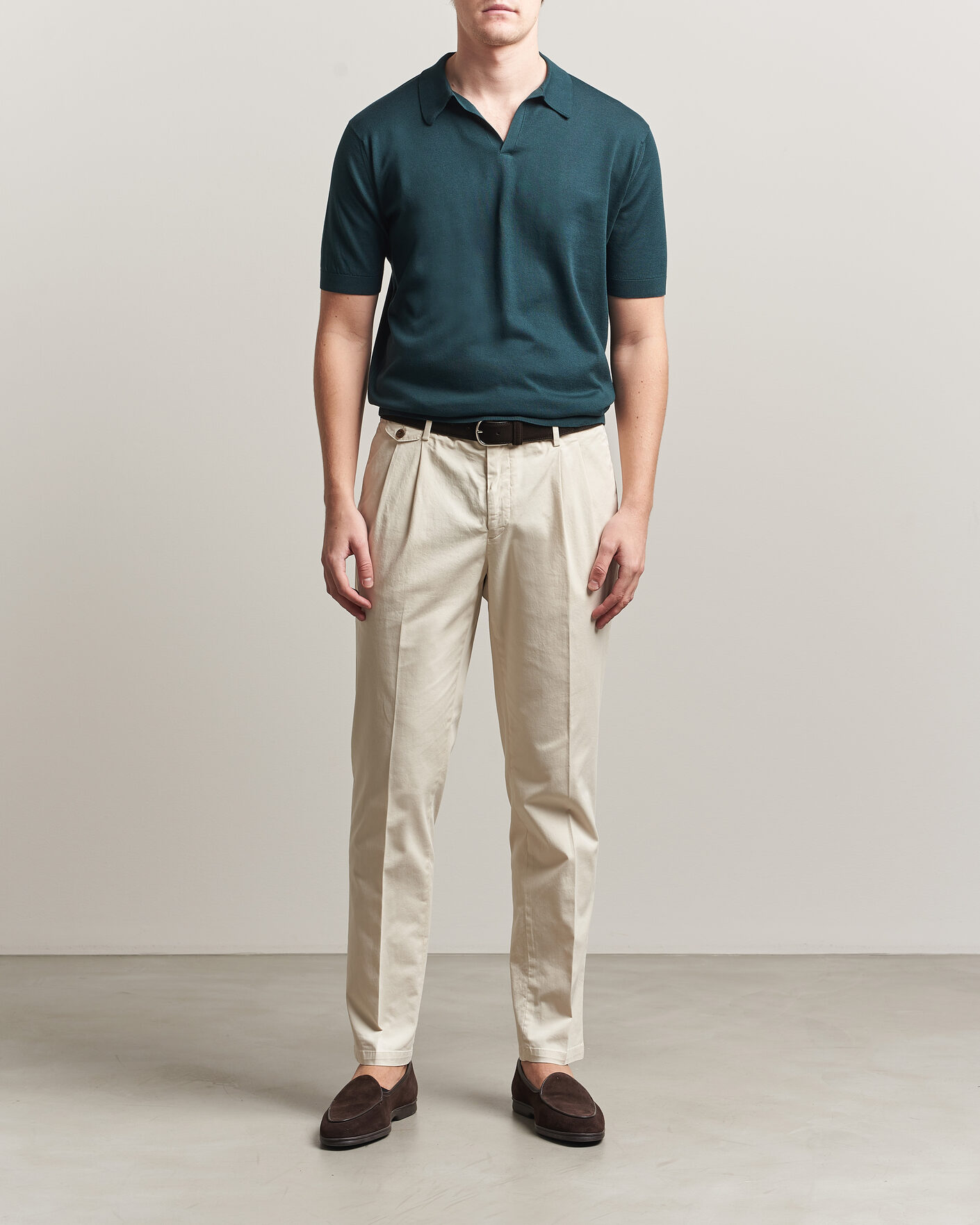 Heren | Polo's | John Smedley | Noah Open Collar Sea Island Polo Rainforest