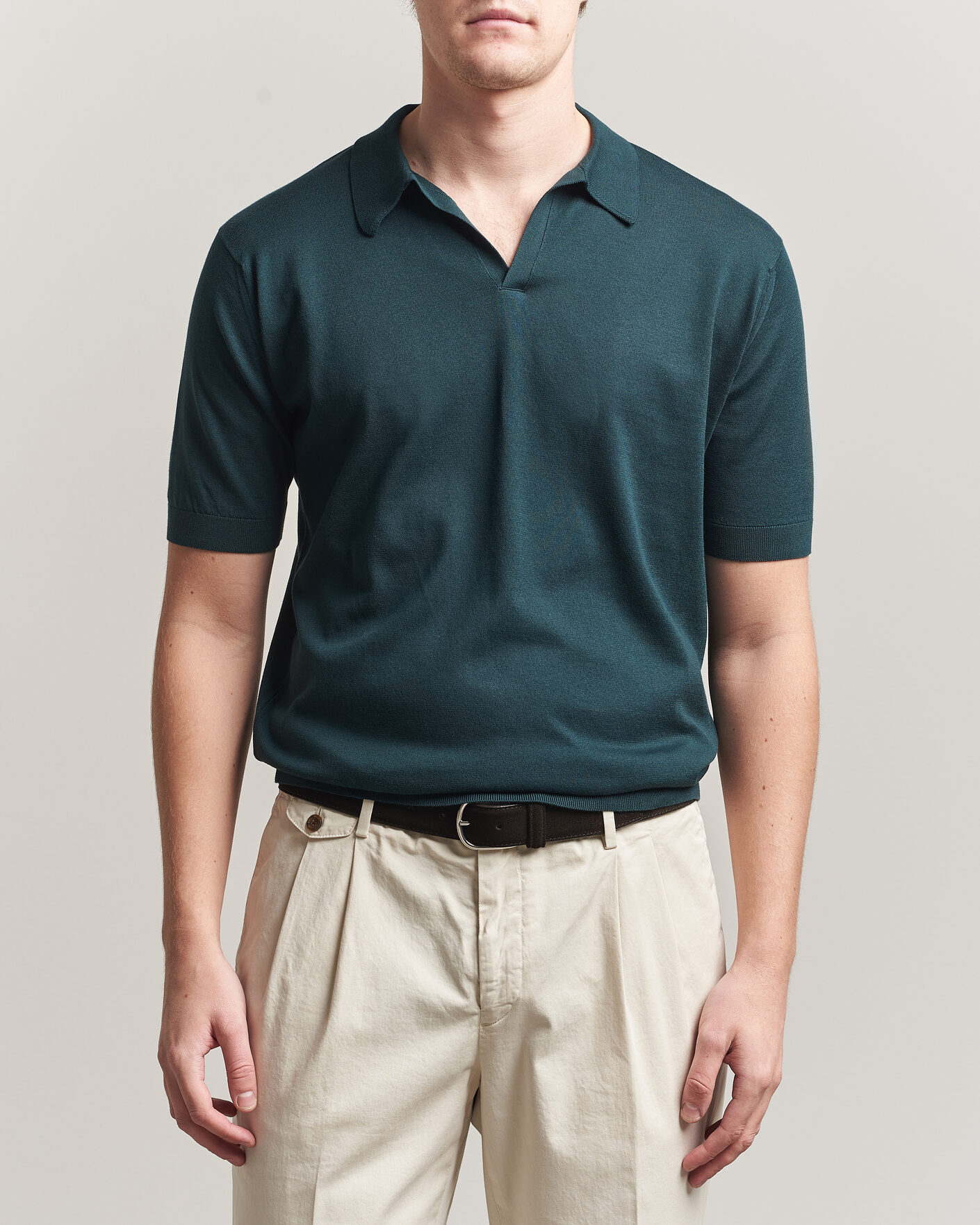 Heren | Polo's | John Smedley | Noah Open Collar Sea Island Polo Rainforest