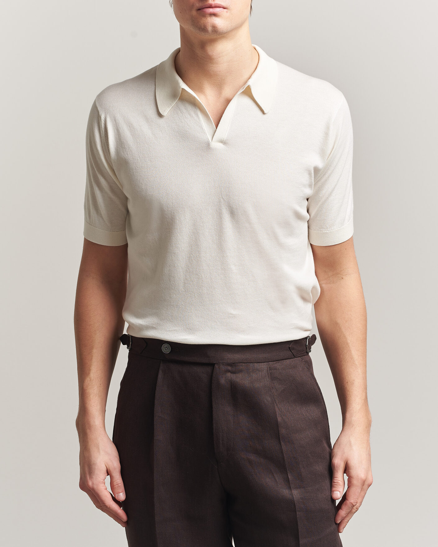 Heren | Polo's | John Smedley | Noah Open Collar Sea Island Polo Starch