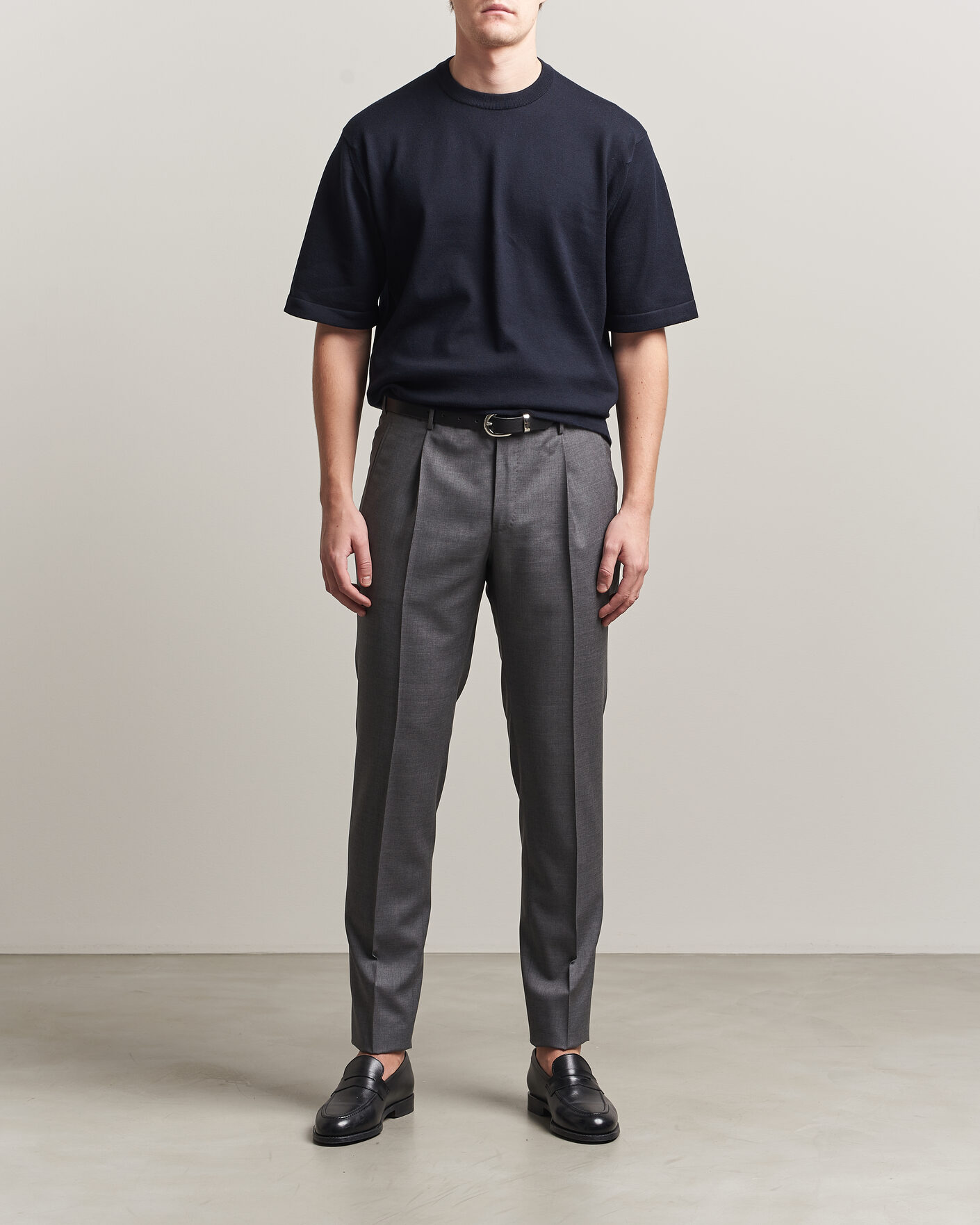 Heren | T-shirts | John Smedley | Tindall Sea Island Cotton T-Shirt Navy