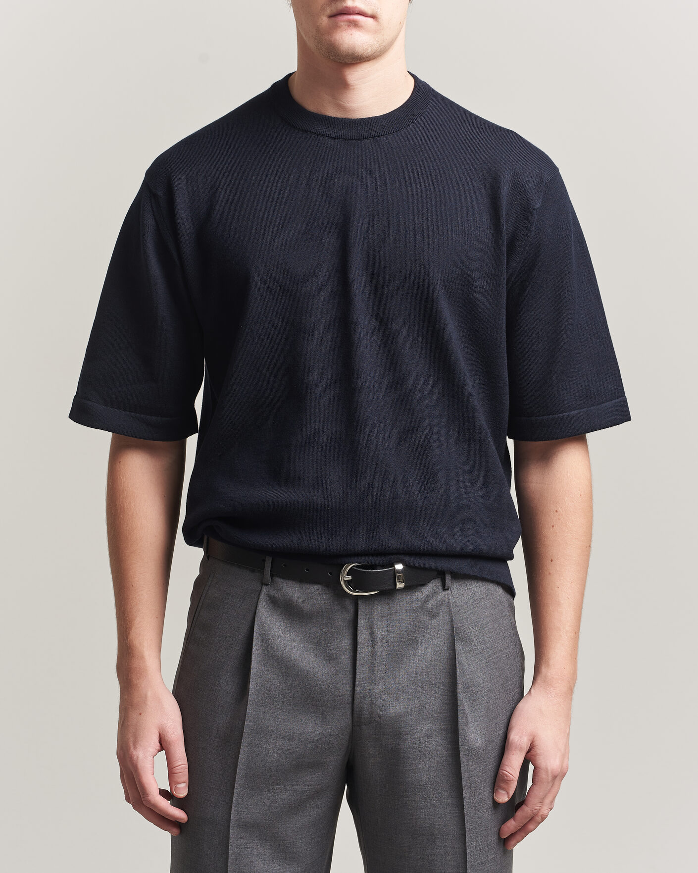 Heren | T-shirts | John Smedley | Tindall Sea Island Cotton T-Shirt Navy