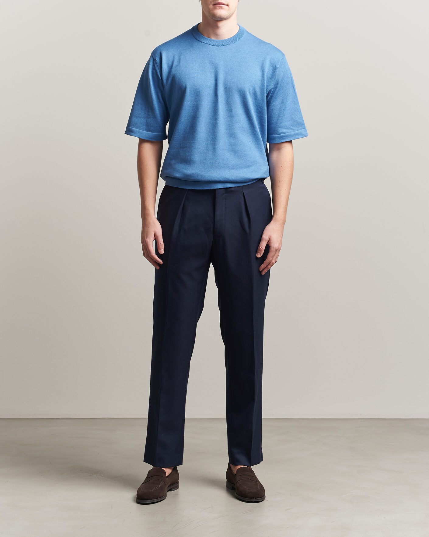 Heren | T-shirts | John Smedley | Tindall Sea Island Cotton T-Shirt Skye Blue