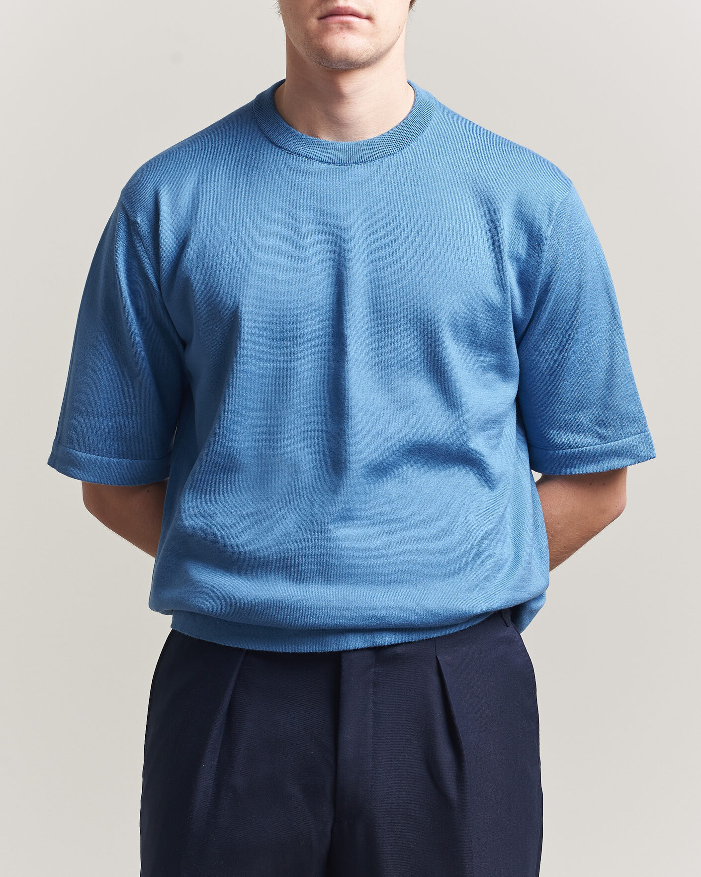 Heren | T-shirts | John Smedley | Tindall Sea Island Cotton T-Shirt Skye Blue