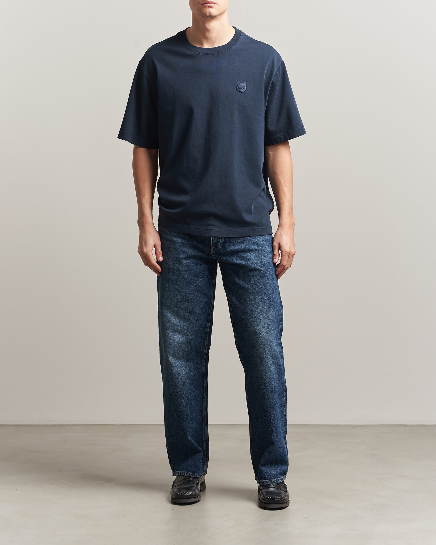 Heren | T-shirts | Maison Kitsuné | Tonal Fox Head T-Shirt Navy