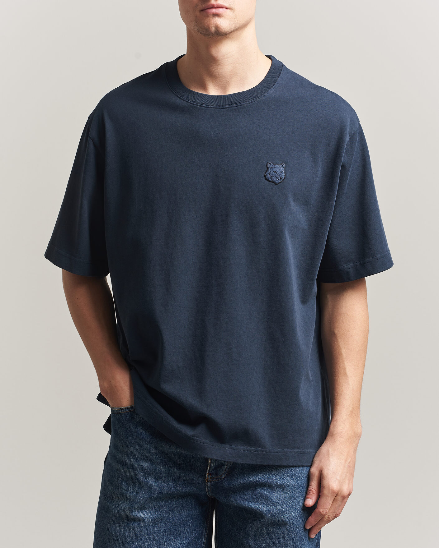 Heren | T-shirts | Maison Kitsuné | Tonal Fox Head T-Shirt Navy