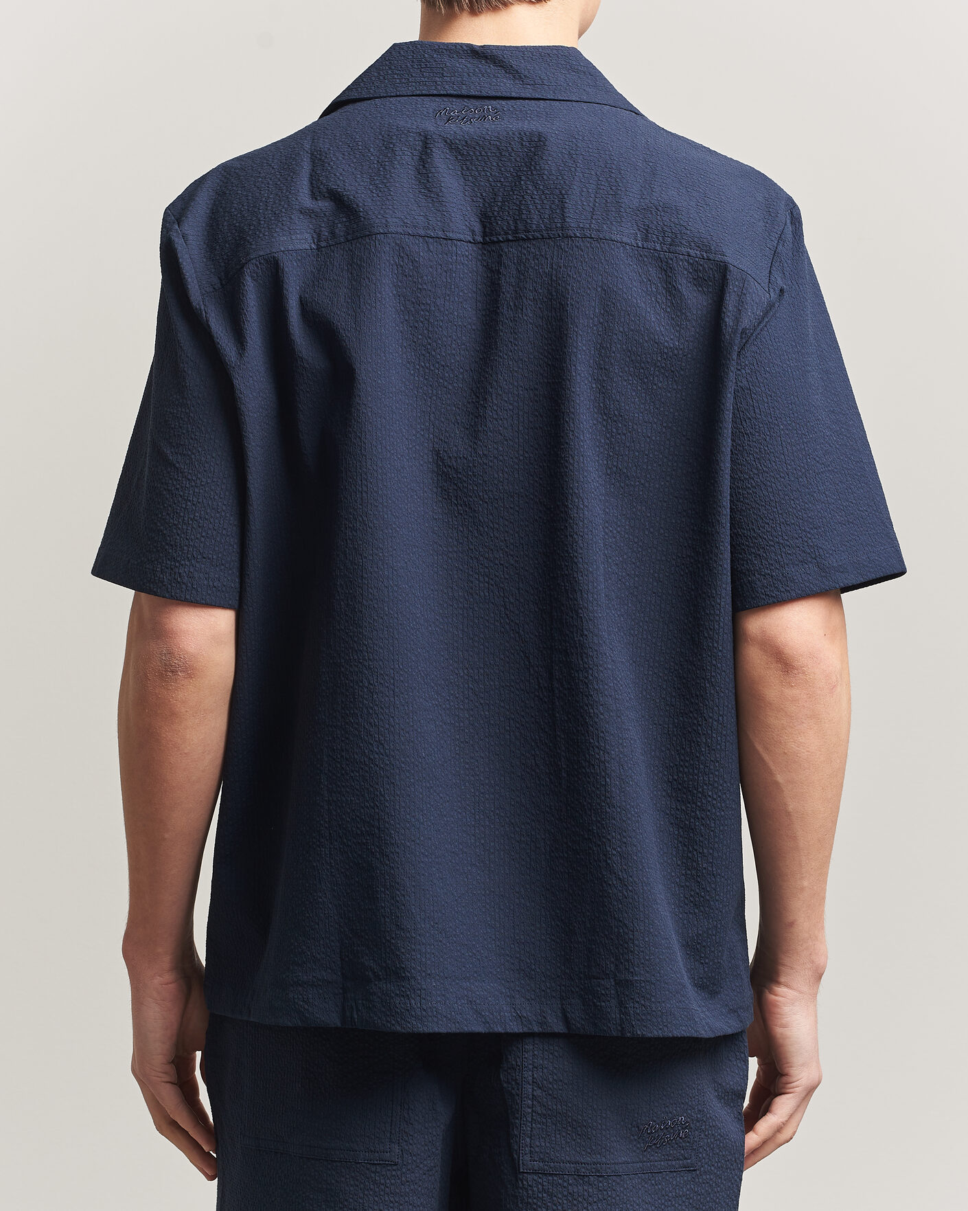 Heren | Overhemden | Maison Kitsuné | Seersucker Resort Shirt Navy