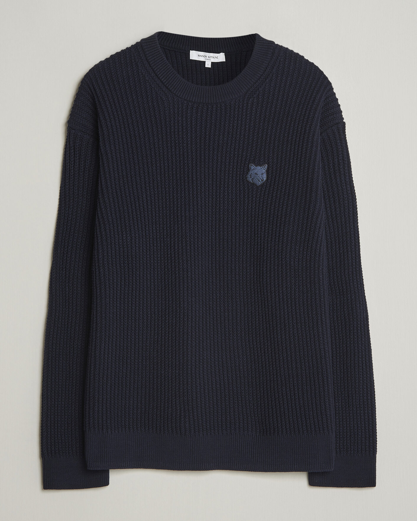Heren | Truien | Maison Kitsuné | Tonal Fox Head Rib Knitted Sweater Navy