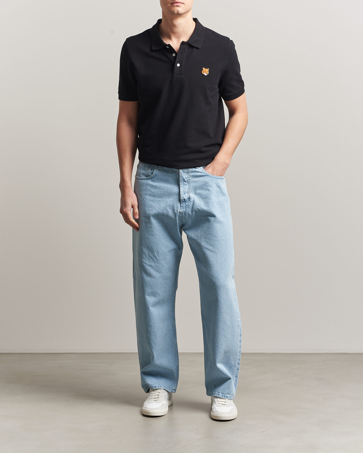 Heren | Jeans | Maison Kitsuné | Wide Fit Jeans Light Washed Indigo