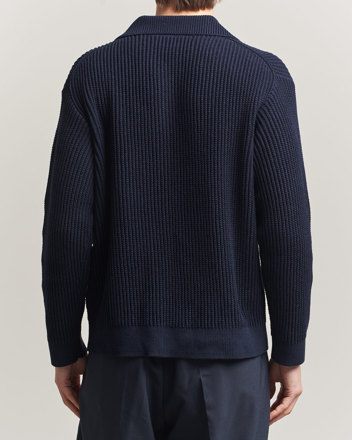 Heren | Polo's | Maison Kitsuné | Tonal Fox Head Rib Knitted Polo Navy