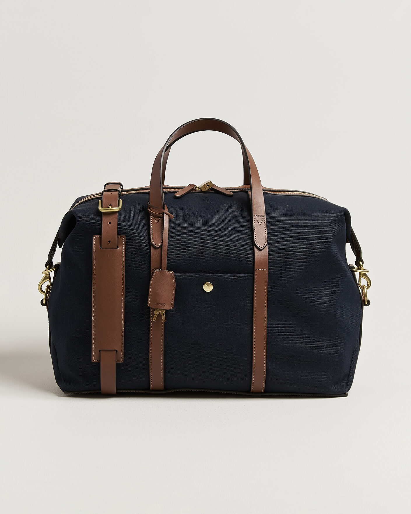 Heren | Tassen | Mismo | M/S Avail 48h Nylon Weekendbag Deep Sea Blue/Cuoio