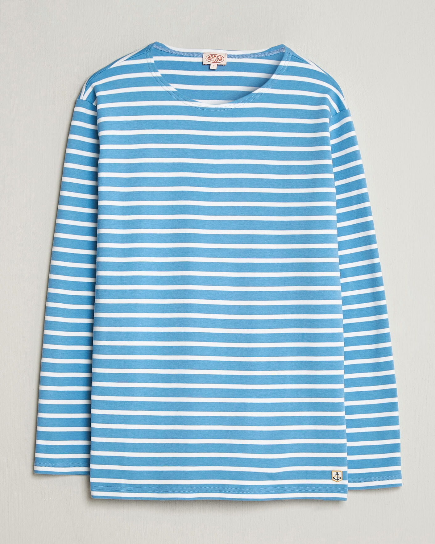Heren | T-shirts | Armor-lux | Houat Héritage Stripe Long Sleeve T-Shirt Waterfall/Blanc