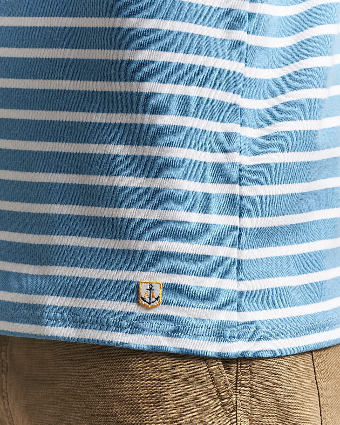 Heren | T-shirts | Armor-lux | Houat Héritage Stripe Long Sleeve T-Shirt Waterfall/Blanc