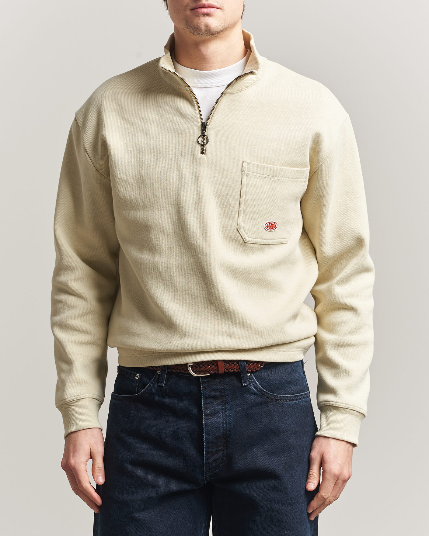 Heren | Truien | Armor-lux | Camionneur Cotton Half Zip Sweater Gravel