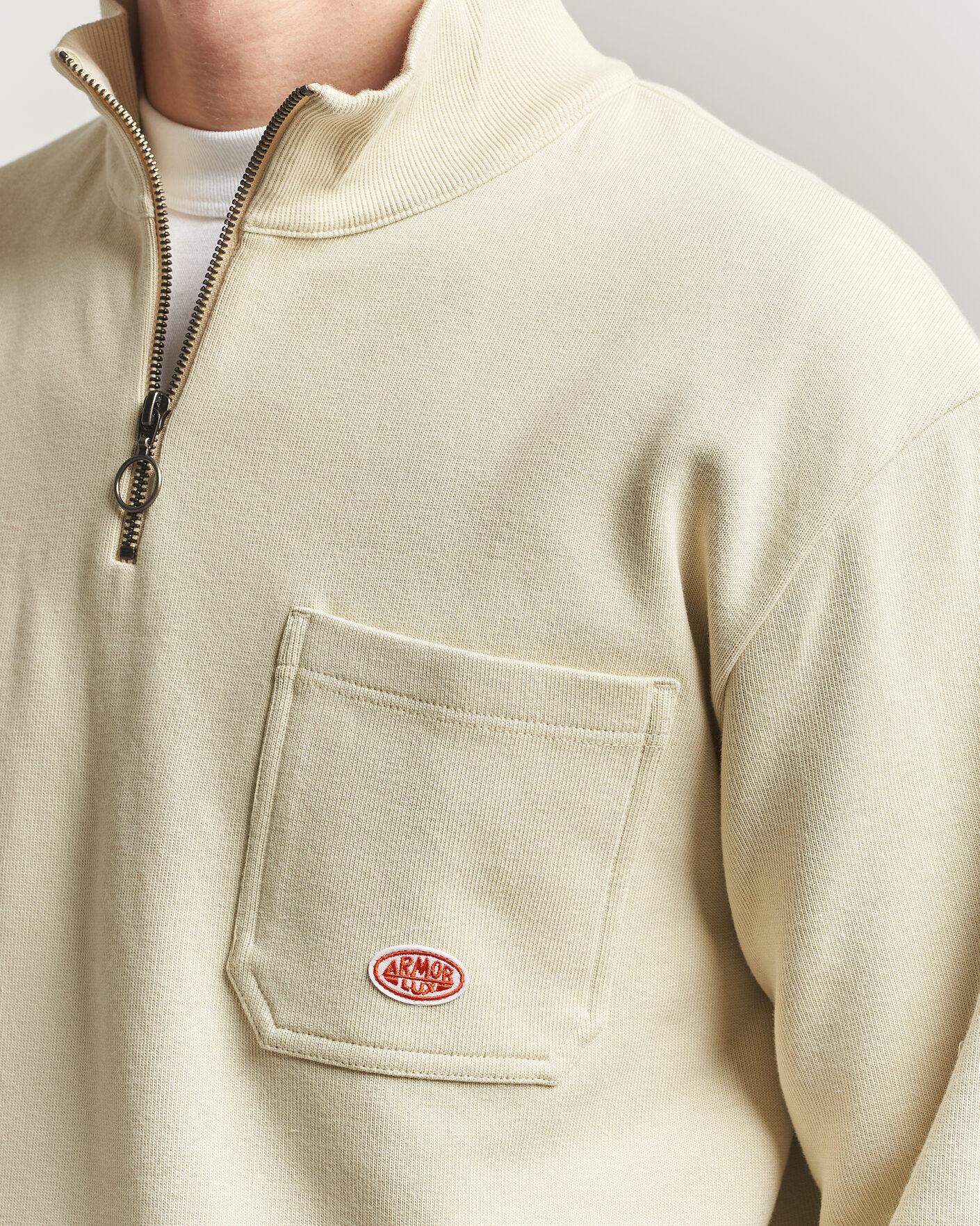 Heren | Truien | Armor-lux | Camionneur Cotton Half Zip Sweater Gravel