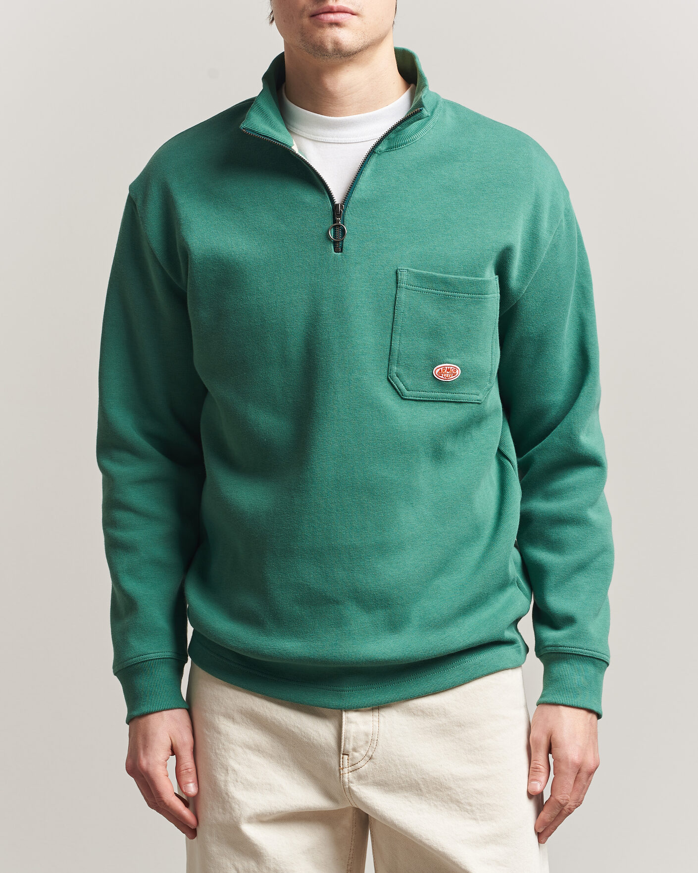 Heren | Truien | Armor-lux | Camionneur Cotton Half Zip Sweater Dark Ivy