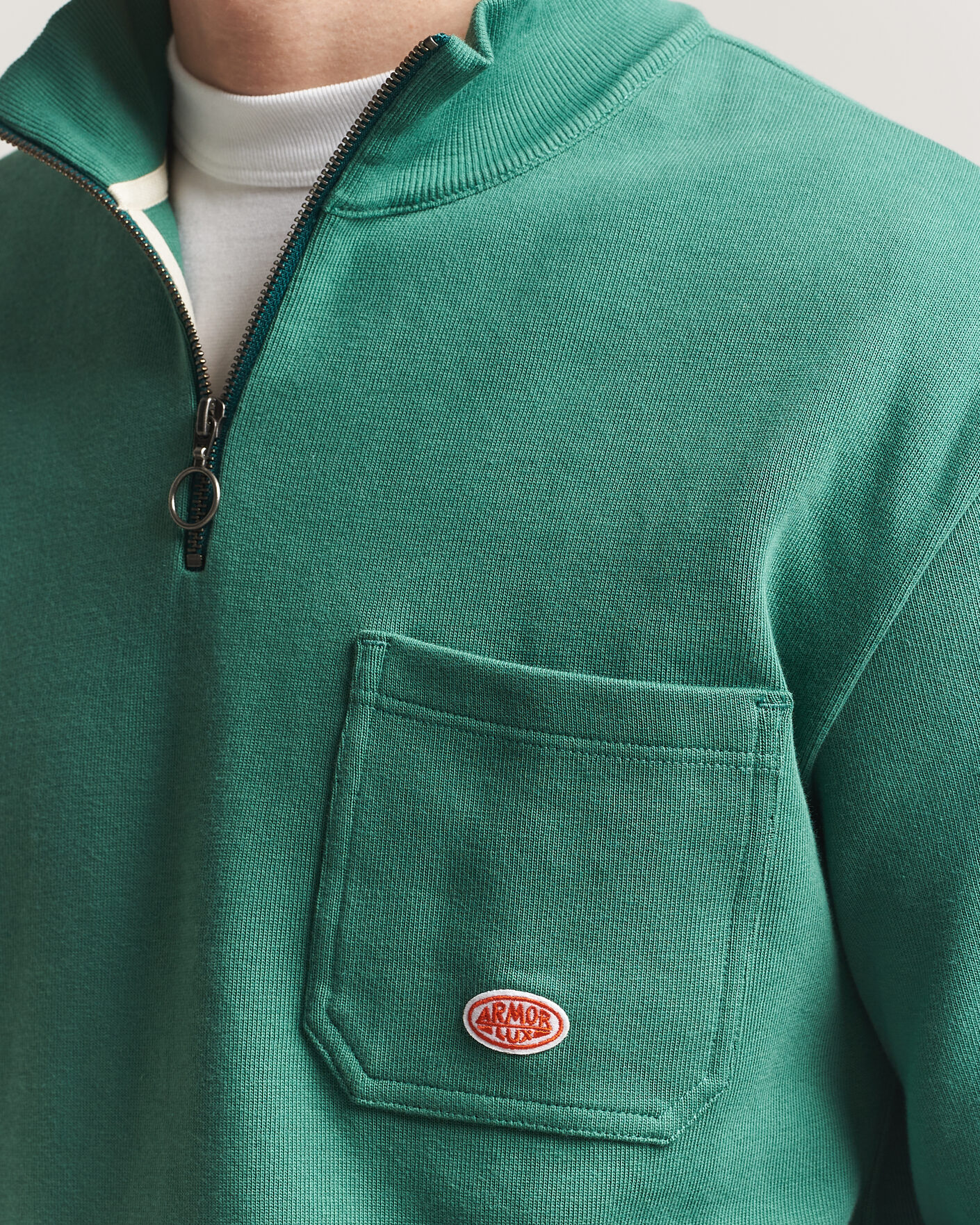 Heren | Truien | Armor-lux | Camionneur Cotton Half Zip Sweater Dark Ivy