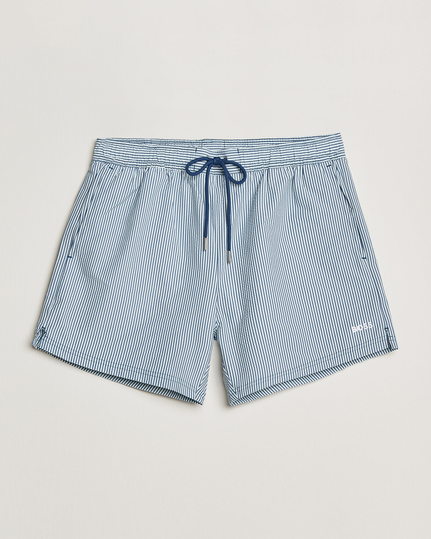 Heren | Zwembroek | BOSS BLACK | Velvetfish Seersucker Swimshorts Open Blue