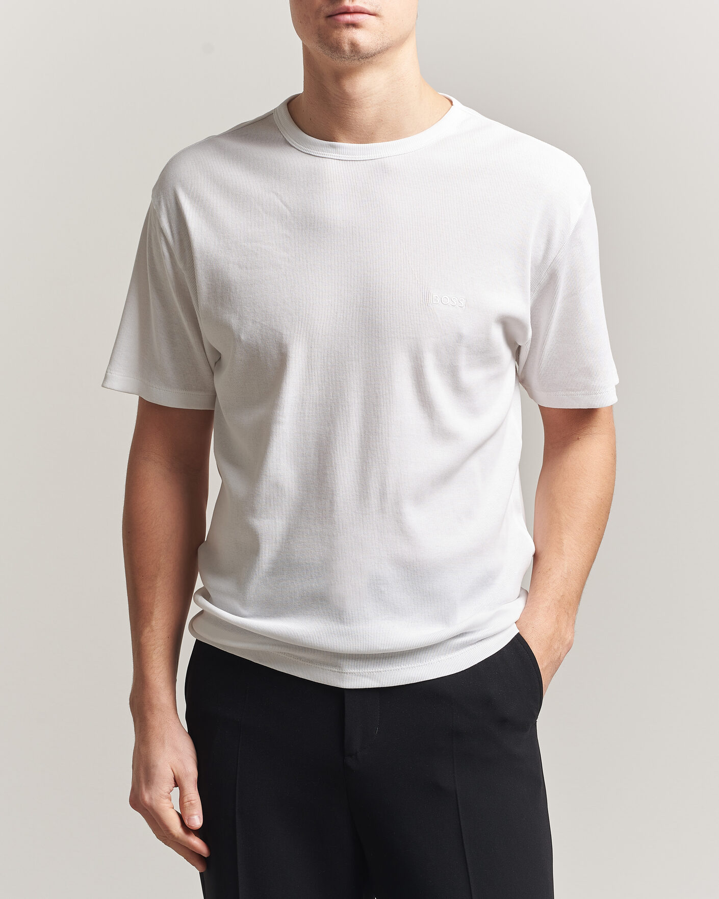 Heren | T-shirts | BOSS BLACK | 2-Pack Ribbed T-Shirt White