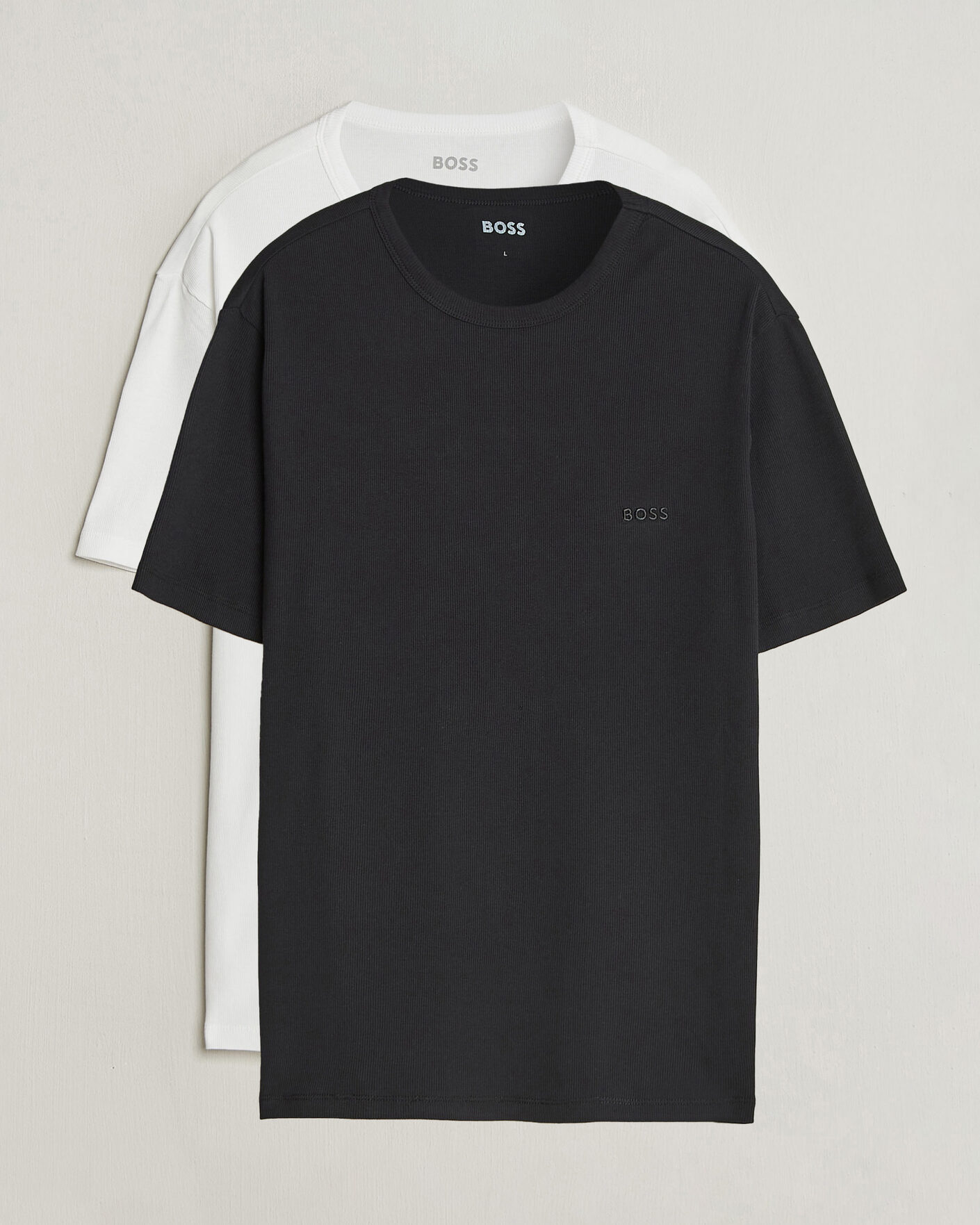 Heren | T-shirts | BOSS BLACK | 2-Pack Ribbed T-Shirt White/Black