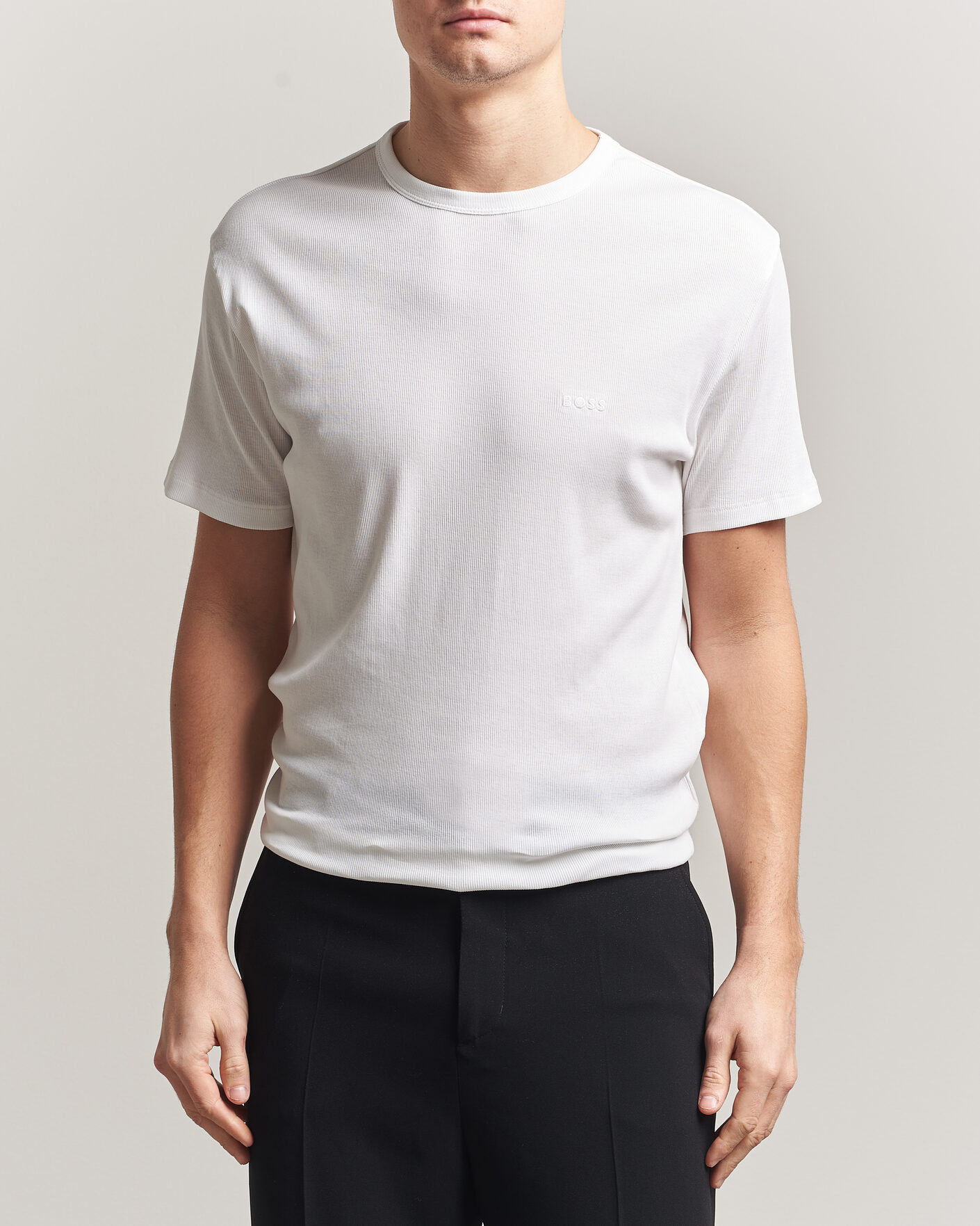 Heren | T-shirts | BOSS BLACK | 2-Pack Ribbed T-Shirt White/Black