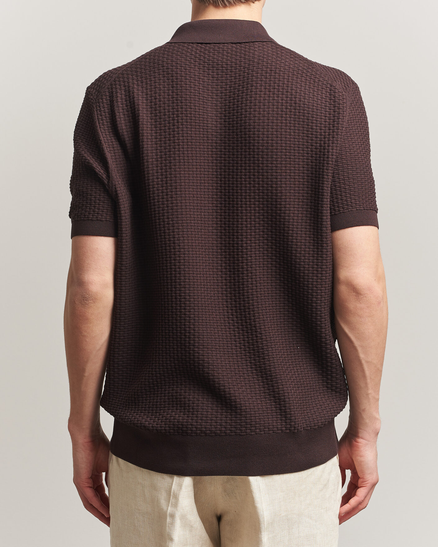 Heren | Polo's | BOSS BLACK | Natalo Structured Knitted Polo Dark Brown