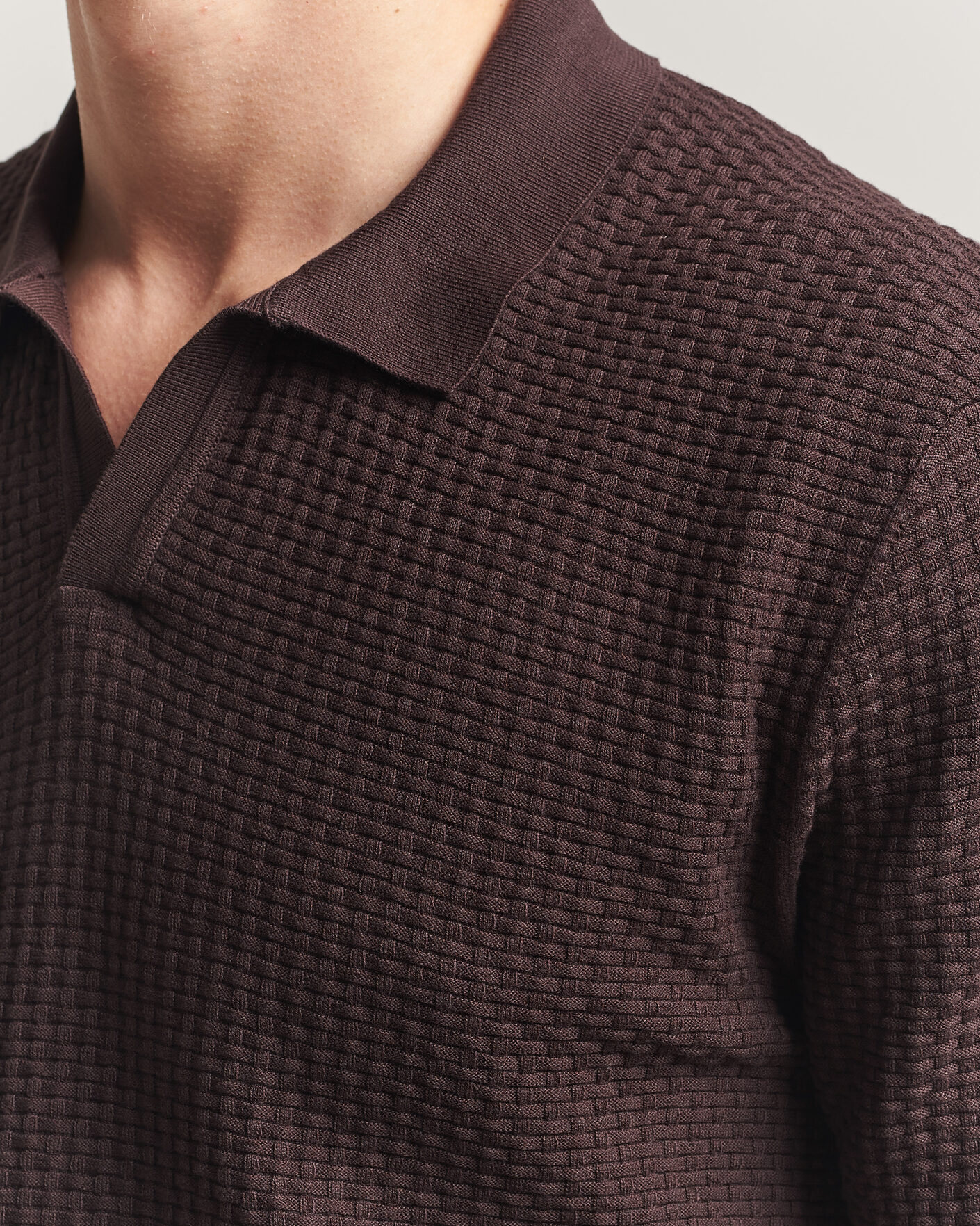 Heren | Polo's | BOSS BLACK | Natalo Structured Knitted Polo Dark Brown