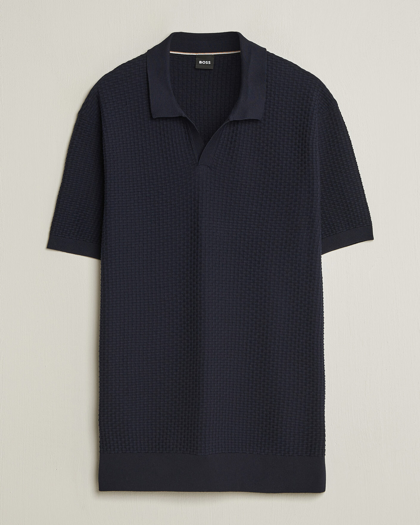 Heren | Polo's | BOSS BLACK | Natalo Structured Knitted Polo Dark Blue