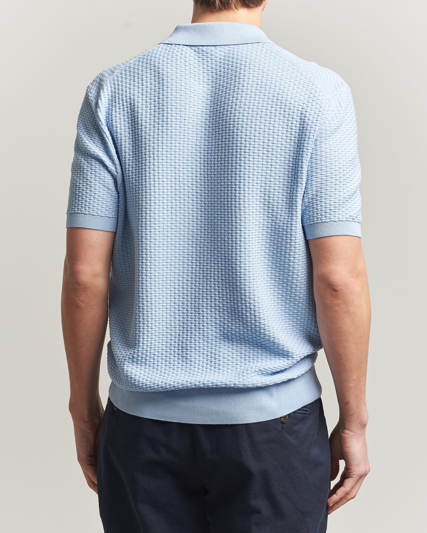 Heren | Polo's | BOSS BLACK | Natalo Structured Knitted Polo Light Blue