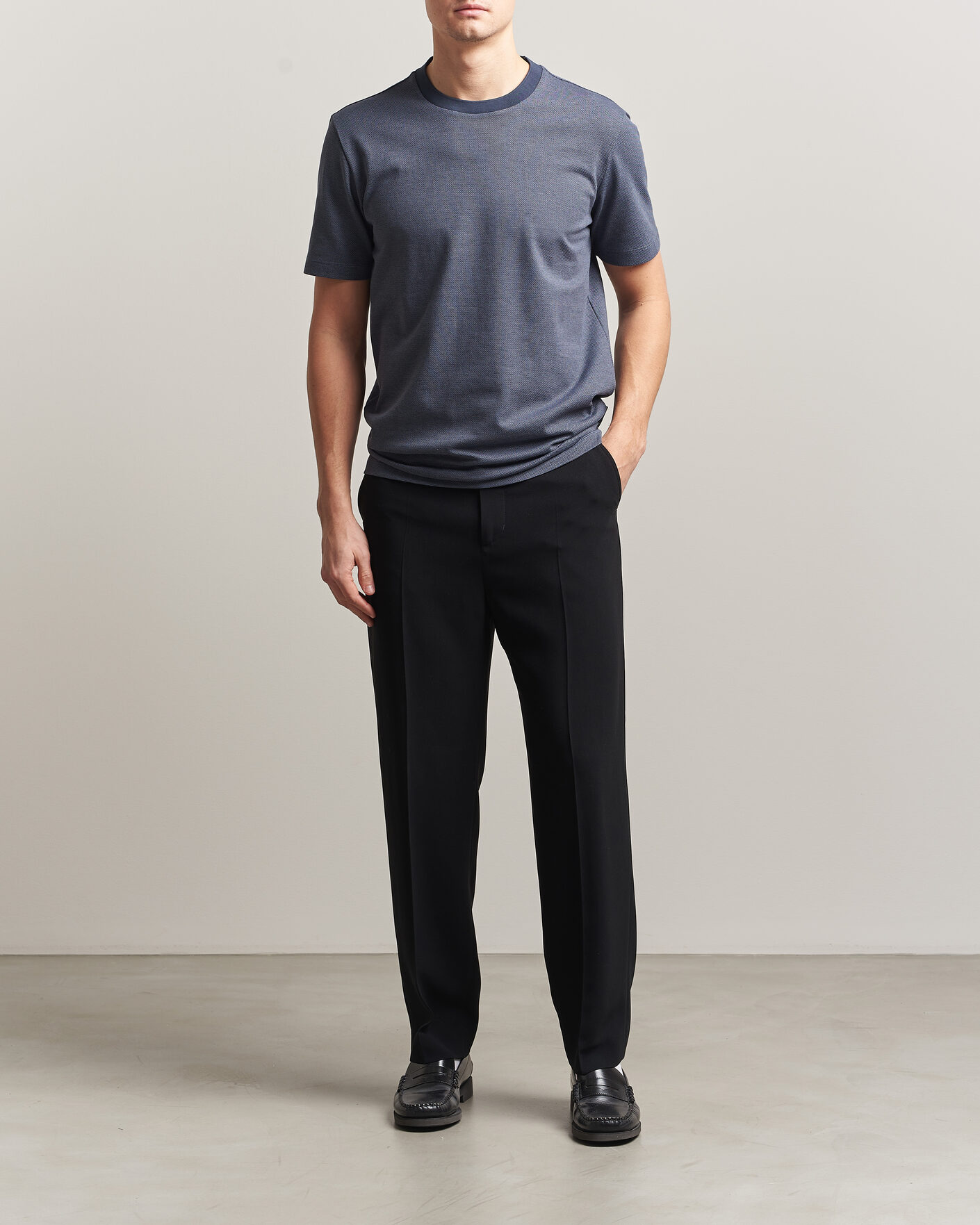 Heren | T-shirts | BOSS BLACK | Thompson Structured T-Shirt Dark Blue