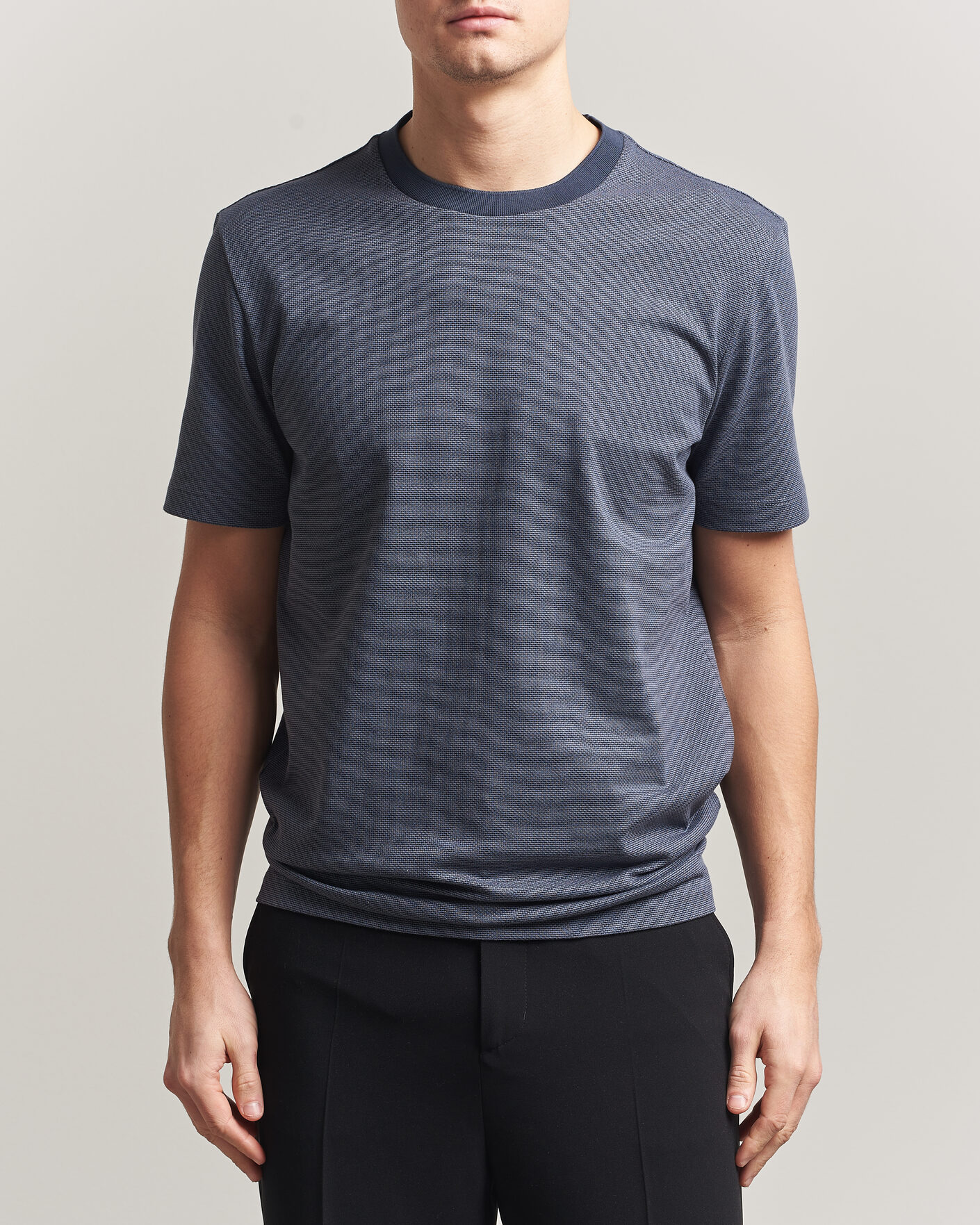 Heren | T-shirts | BOSS BLACK | Thompson Structured T-Shirt Dark Blue