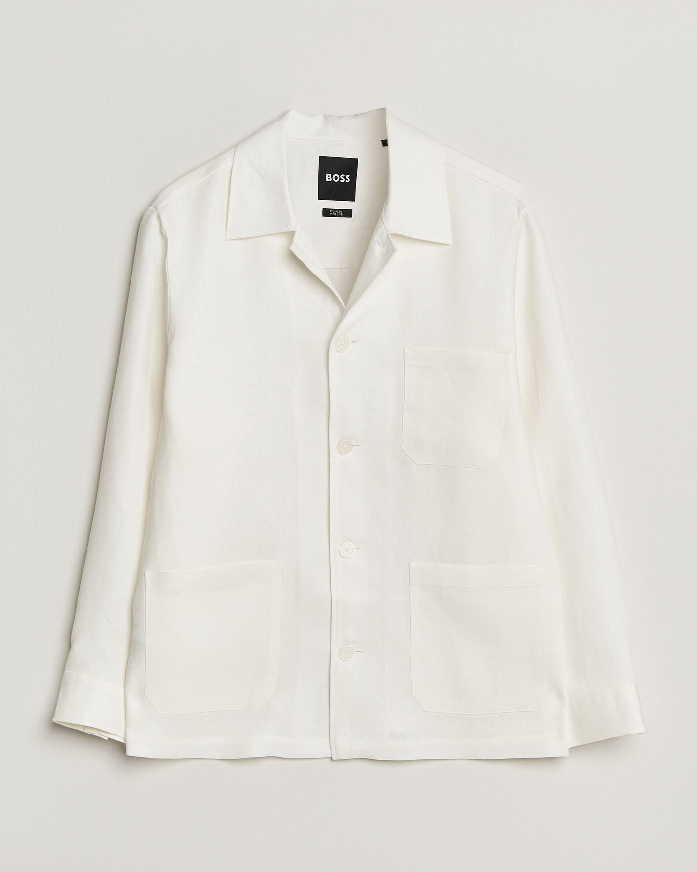 Heren | Overhemden | BOSS BLACK | Cai Linen Overshirt White