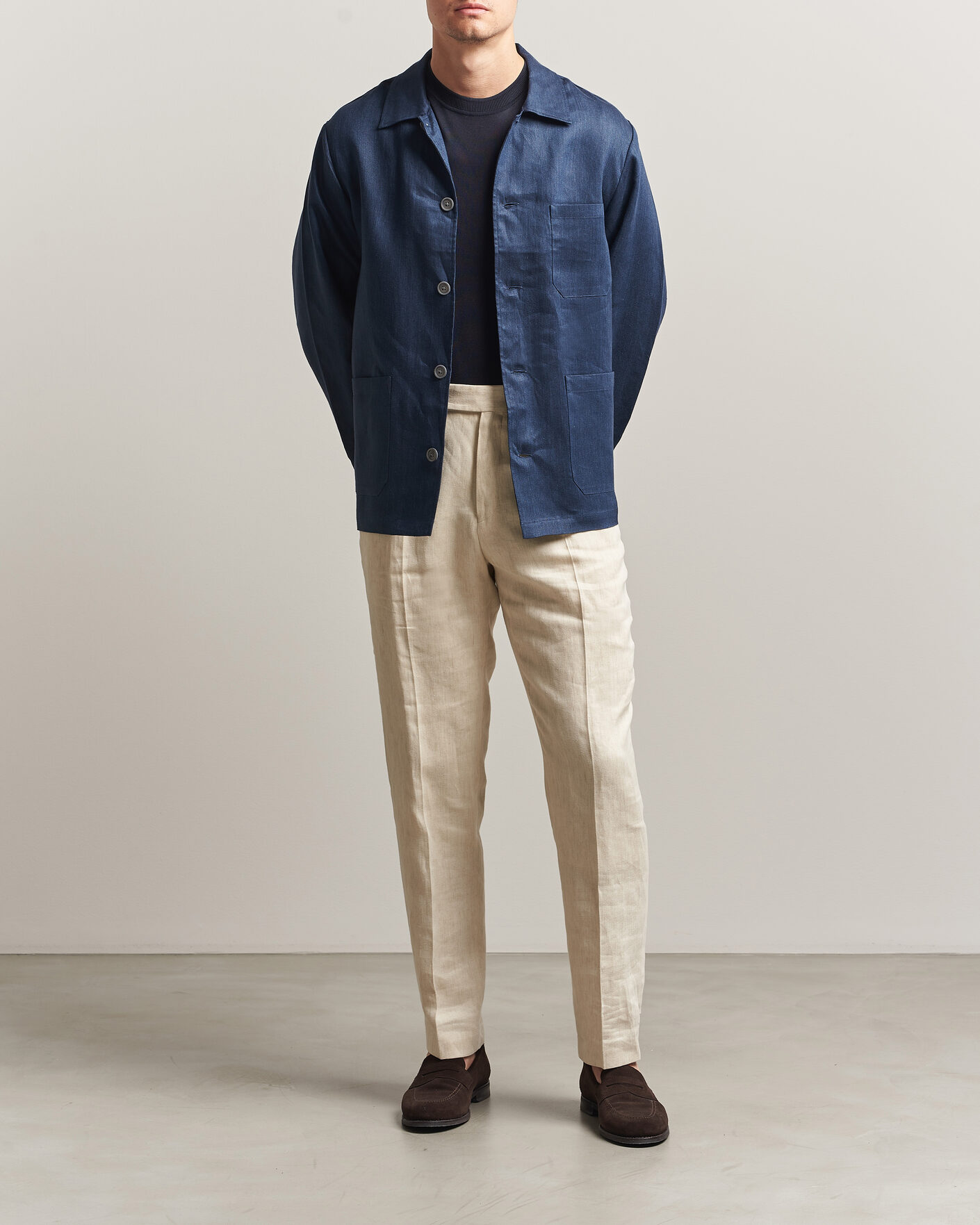 Heren | Overhemden | BOSS BLACK | Cai Linen Overshirt Dark Blue