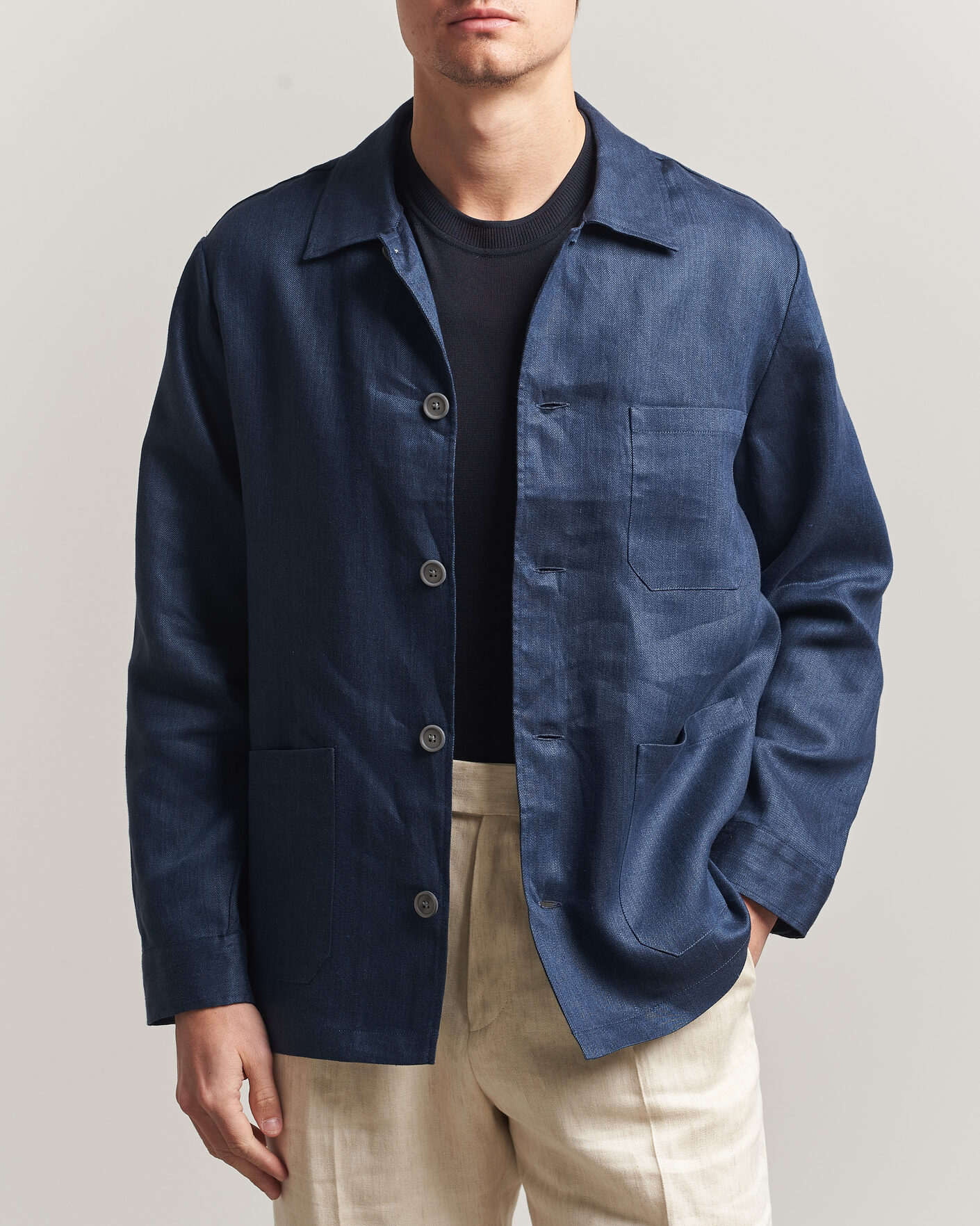 Heren | Overhemden | BOSS BLACK | Cai Linen Overshirt Dark Blue