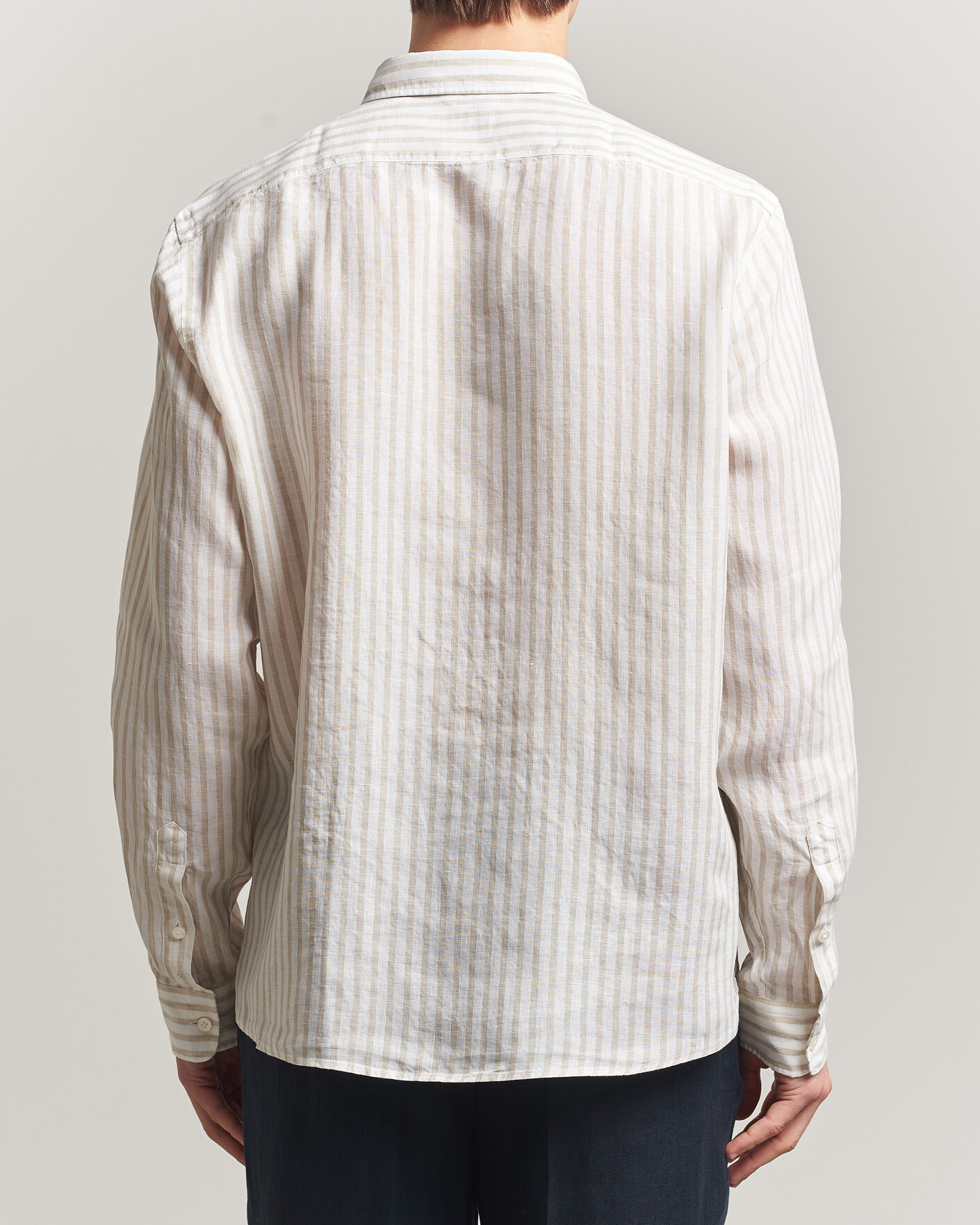 Heren | Overhemden | BOSS BLACK | Liam Striped Linen Shirt Open Beige