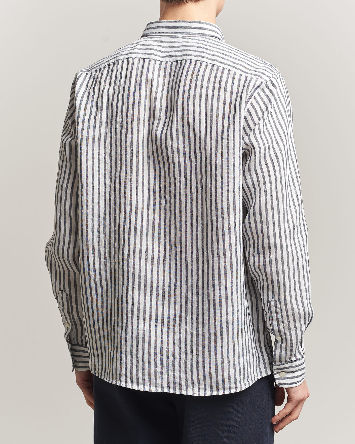 Heren | Overhemden | BOSS BLACK | Liam Striped Linen Shirt Dark Blue