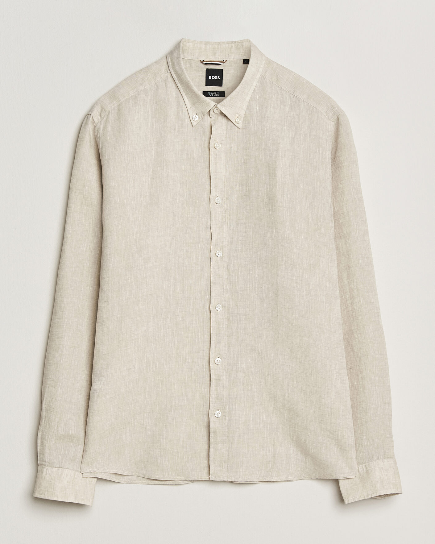 Heren | Overhemden | BOSS BLACK | Liam Linen Shirt Open Beige