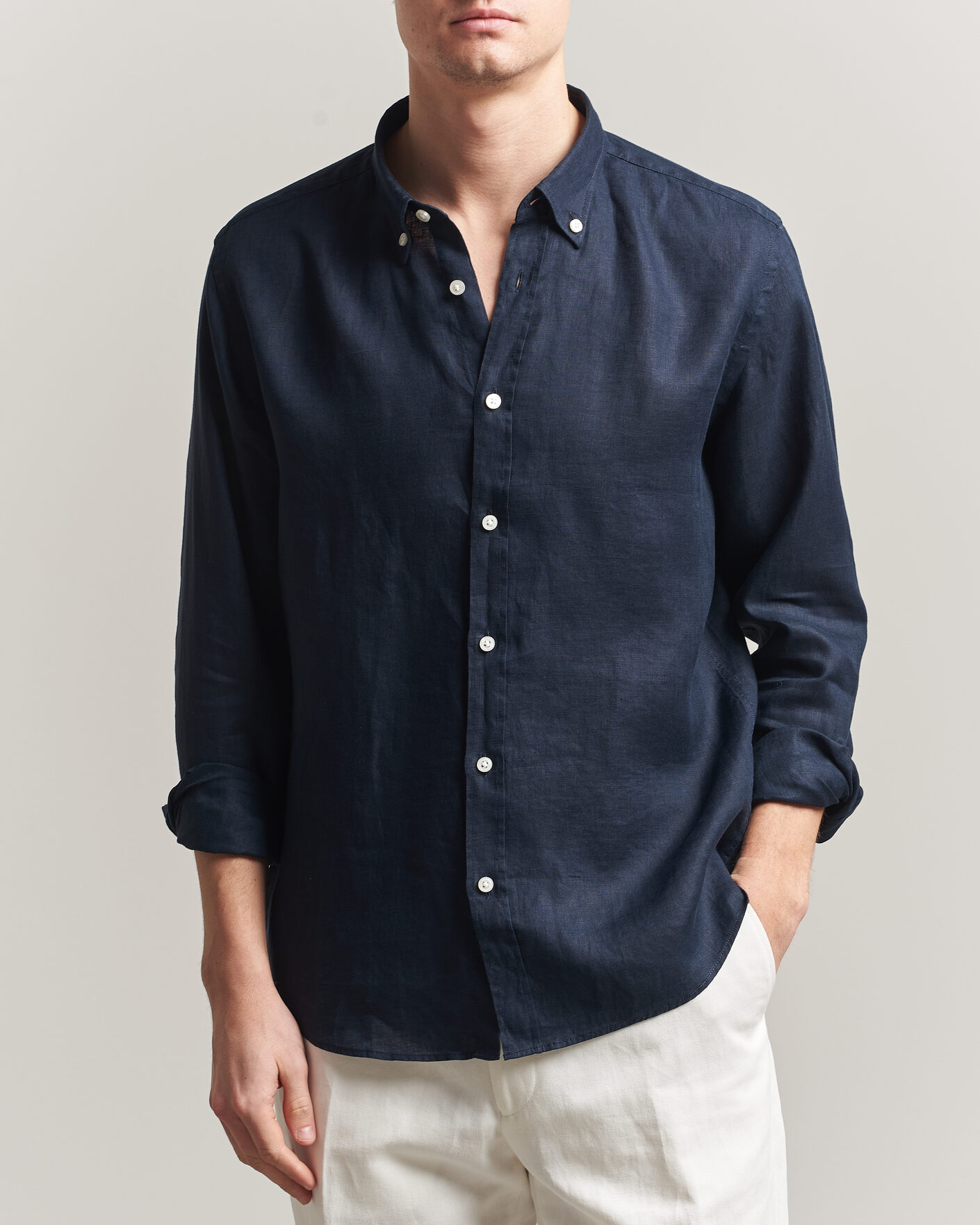 Heren | Overhemden | BOSS BLACK | Liam Linen Shirt Dark Blue