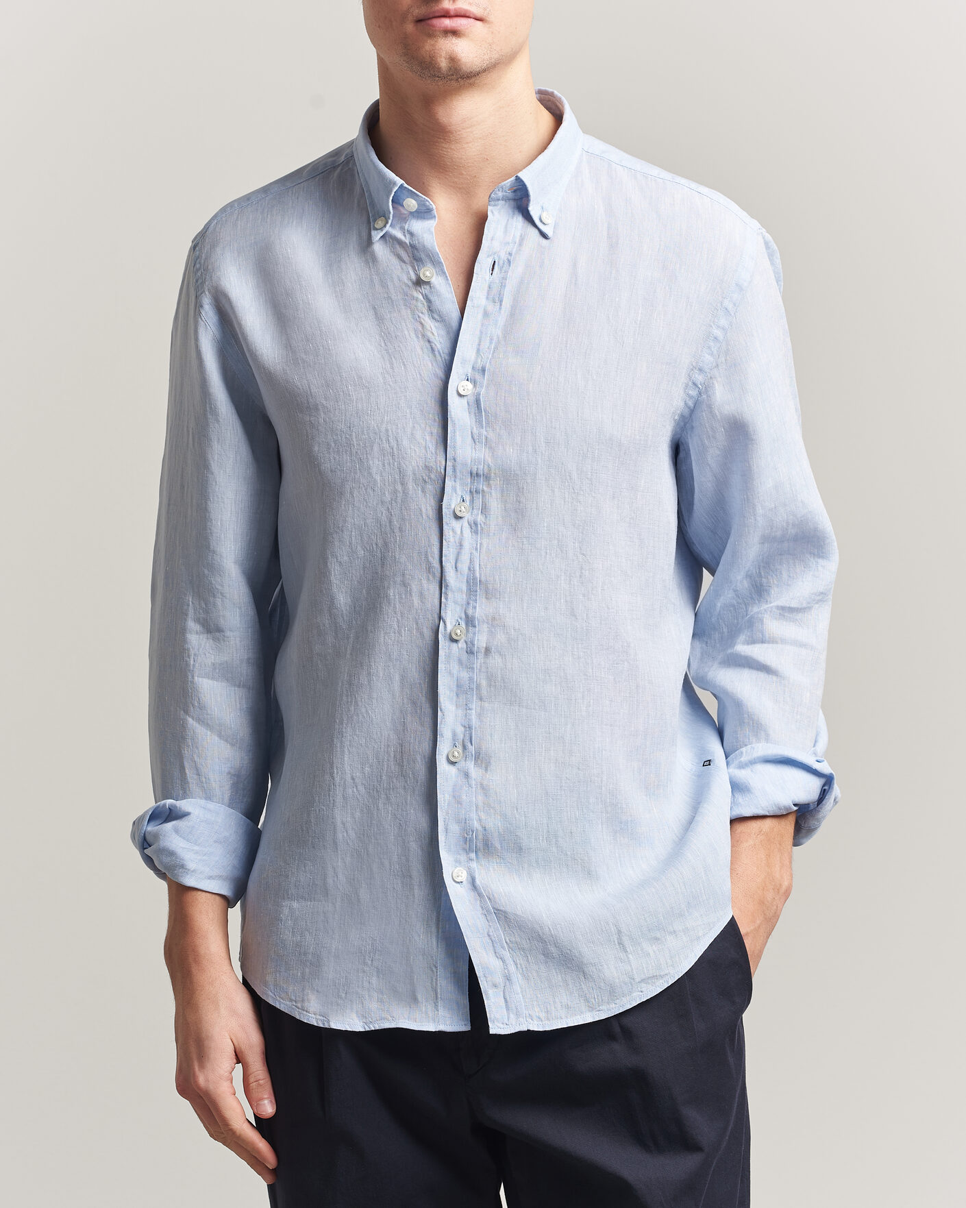 Heren | Overhemden | BOSS BLACK | Liam Linen Shirt Light Blue